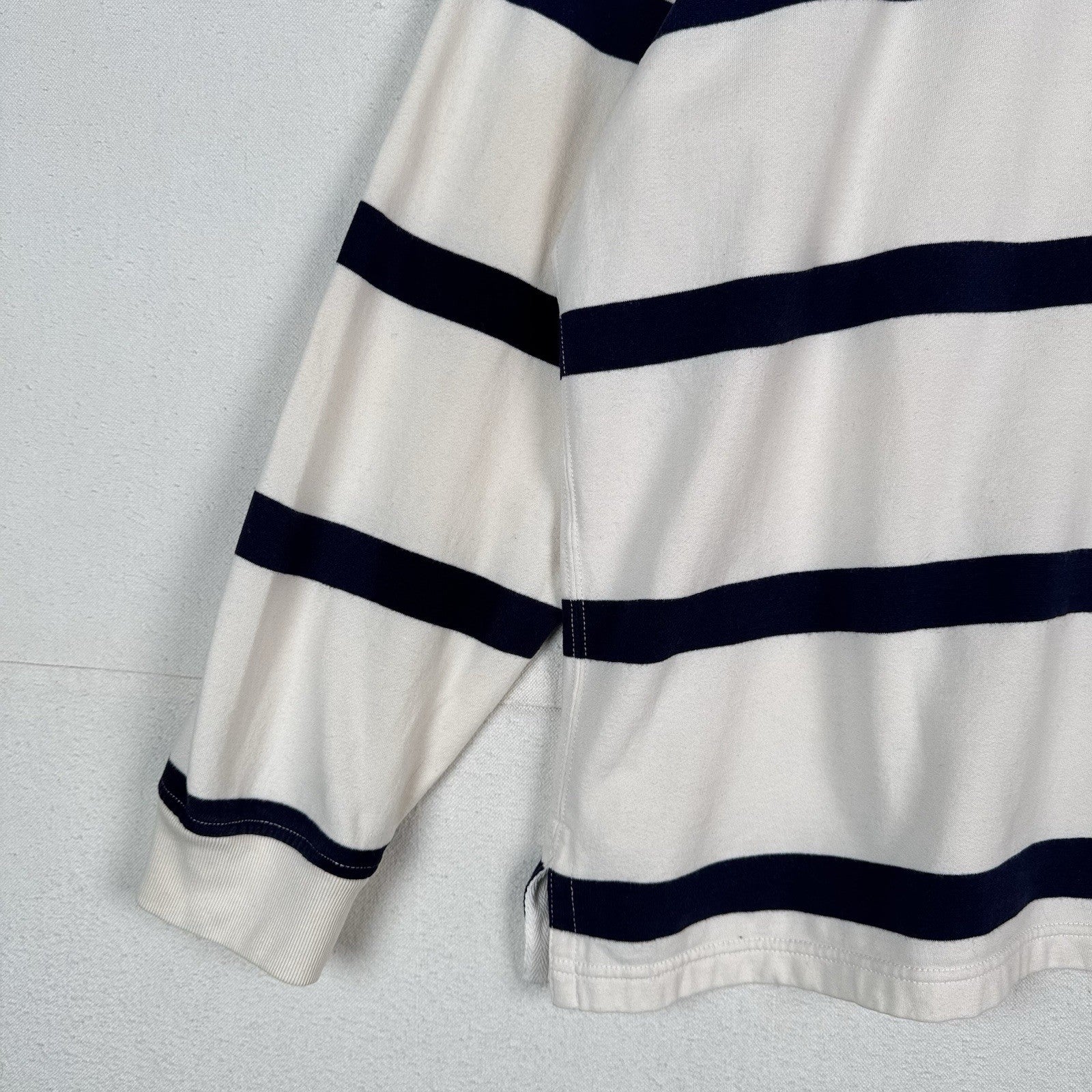 Vtg Polo Ralph Lauren Rugby Polo Shirt Men's XXL Custom Fit White Blue Striped