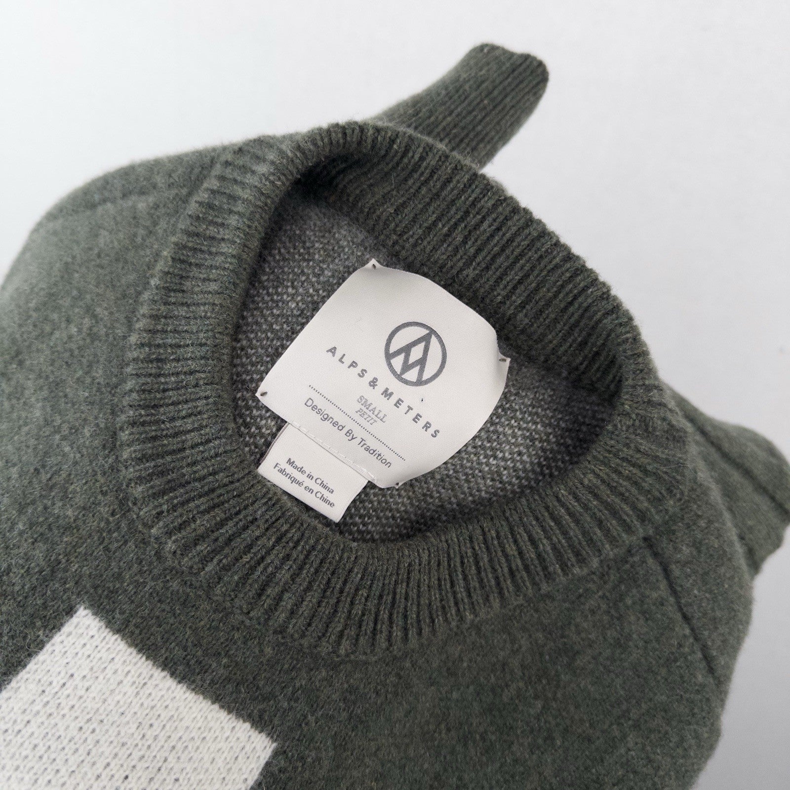 Alps & Meters Original Ski Race Knit Patrol Wool Cross Sweater Men’s S Green