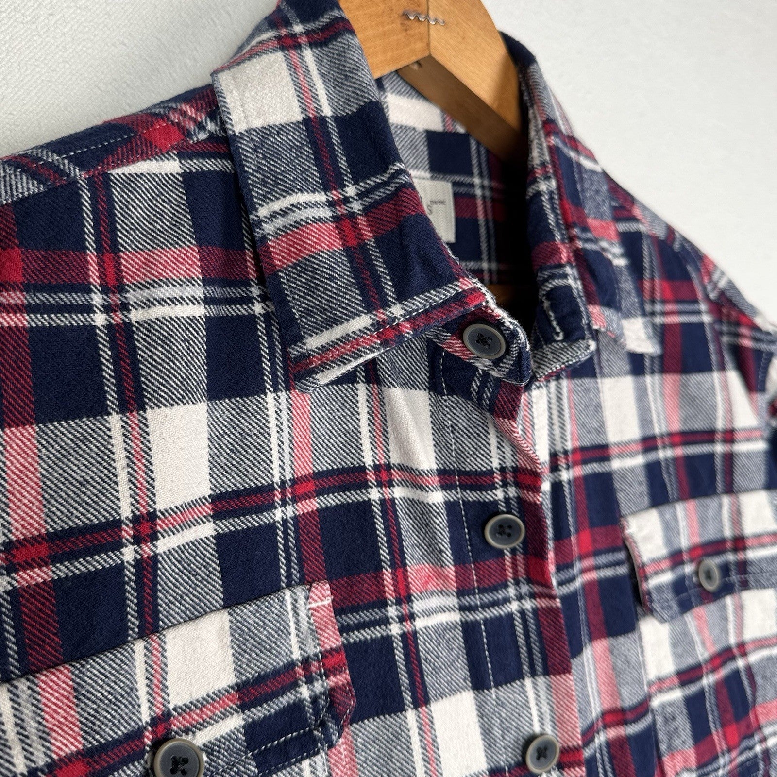 Jachs Men’s Large L Red White Blue Heritage Thick Material Flannel Button Up