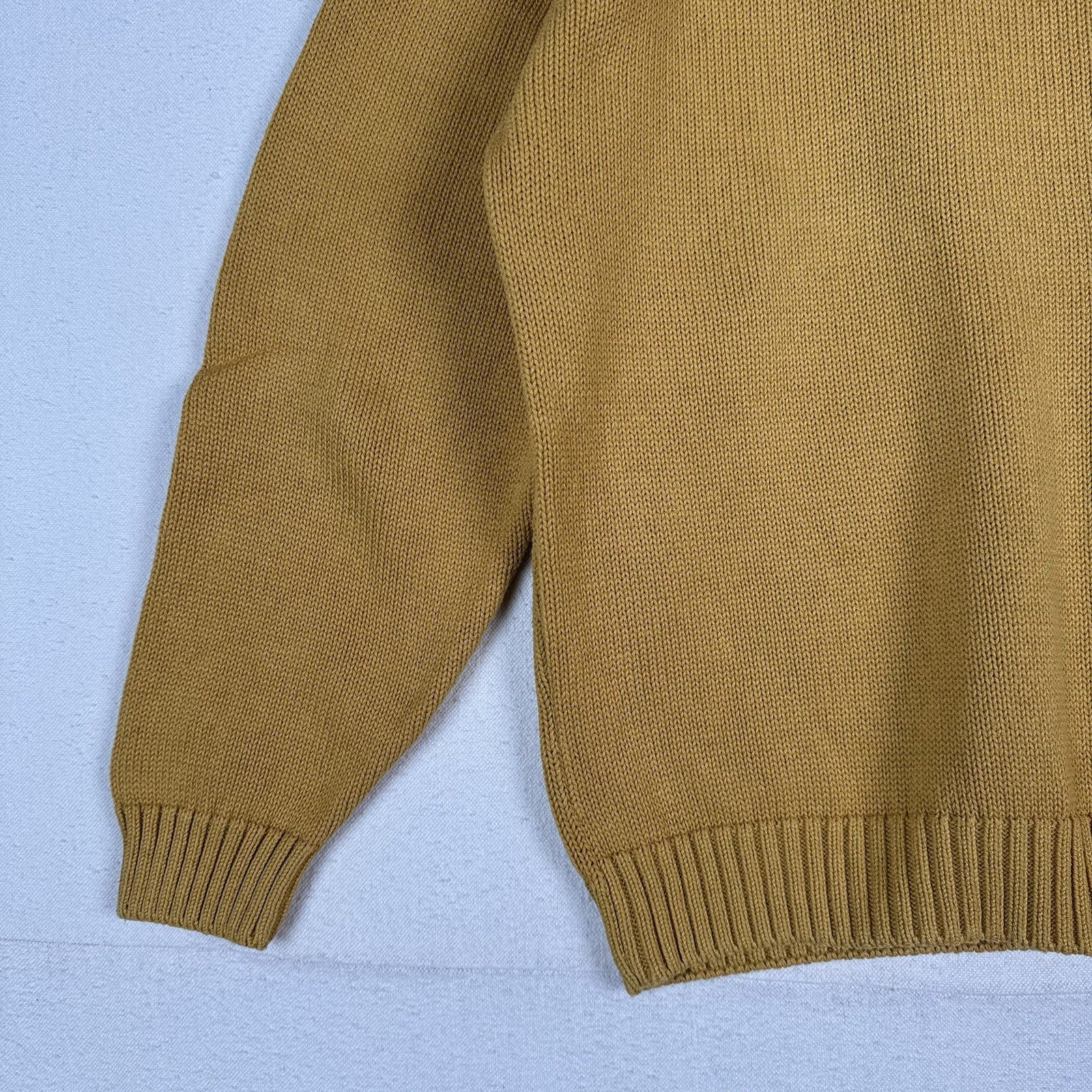 Lands End Womens Crewneck Sweater Yellow Size Large 14-16 Midweight Cotton USA