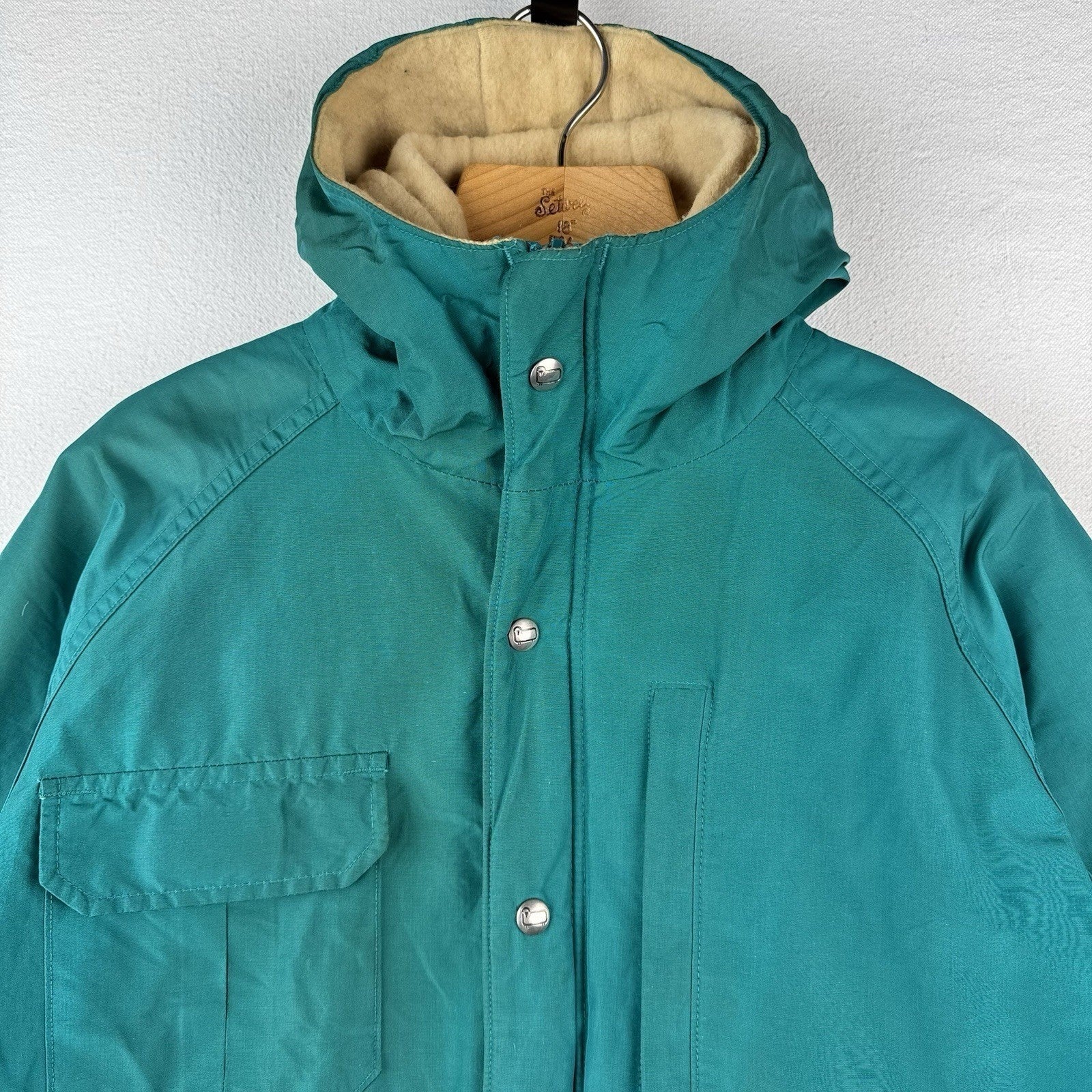 Vtg Woolrich Womens Large Wool Blend Blanket Lined Jacket Barn Chore Coat Green