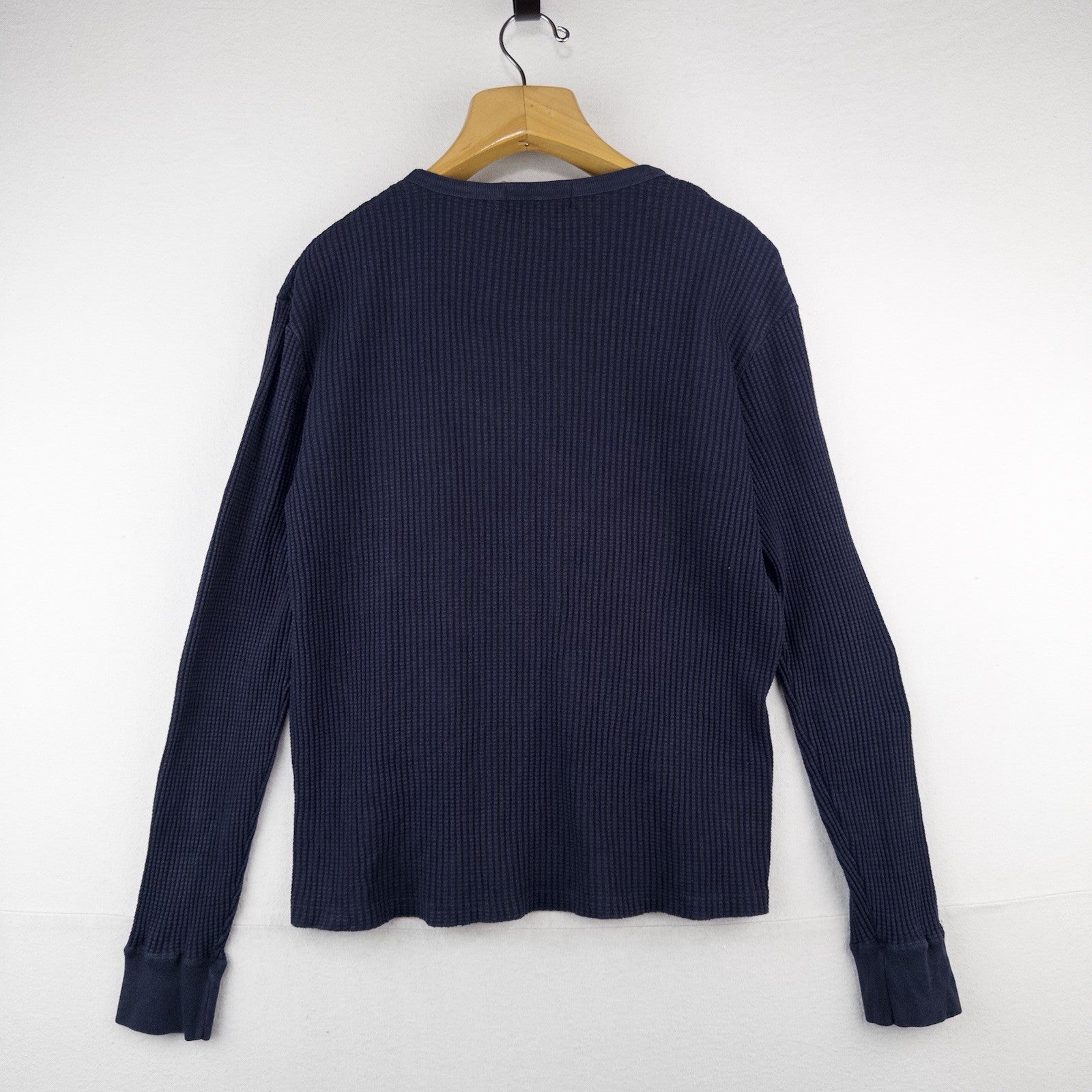 90’s Vtg Polo Ralph Lauren Mens M Waffle Knit Thermal Long Sleeve Shirt Navy