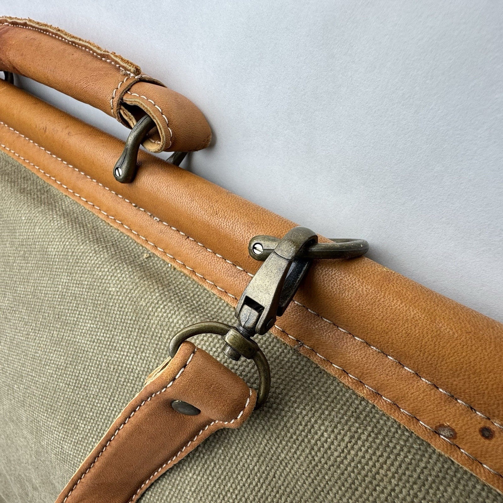 Vintage Safari Waxed Canvas Leather Laptop Briefcase Messenger Bag 19”x7”x15”
