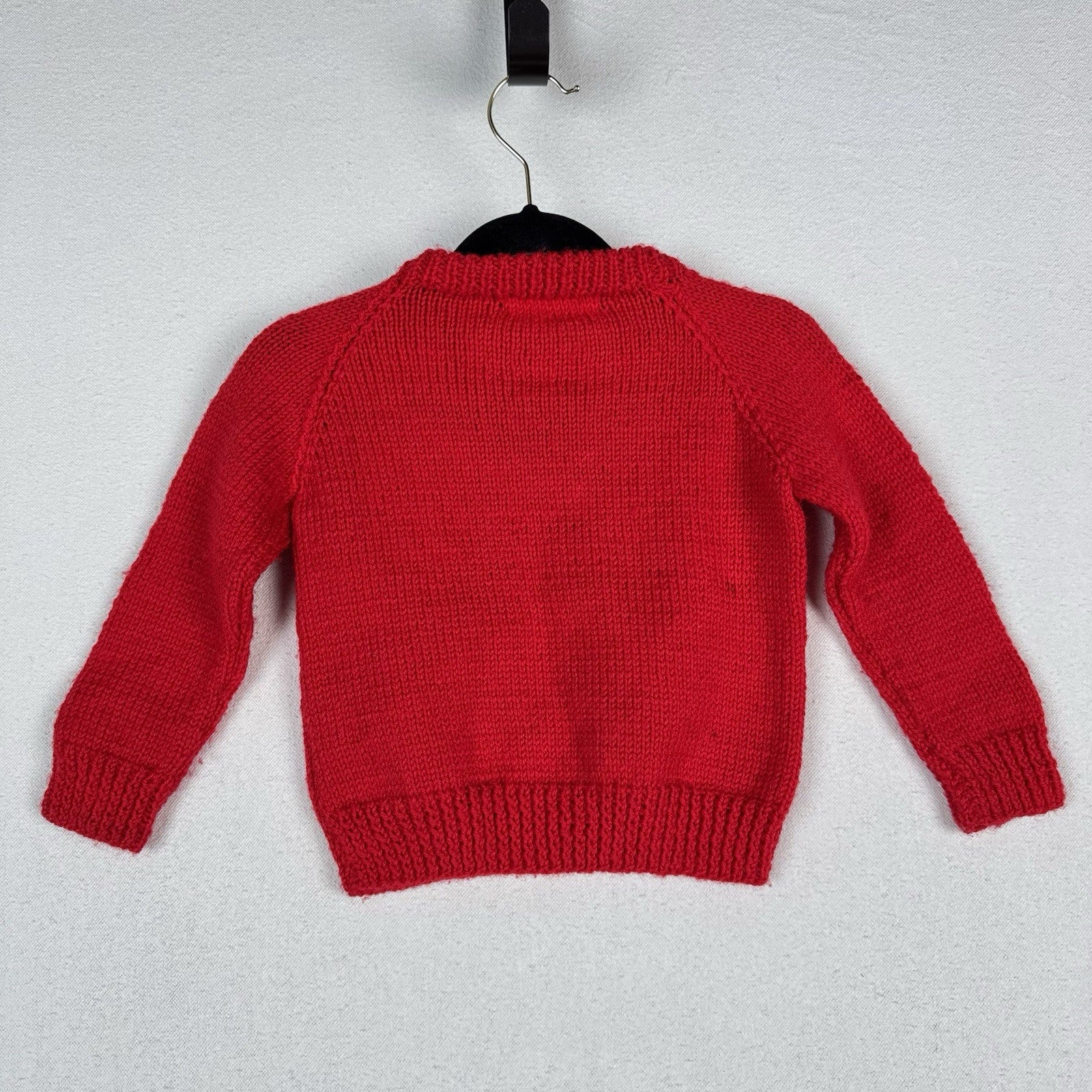 Kids Vintage 80s Hand Knit Homemade Paddington Bear Sweater 4T Made In England
