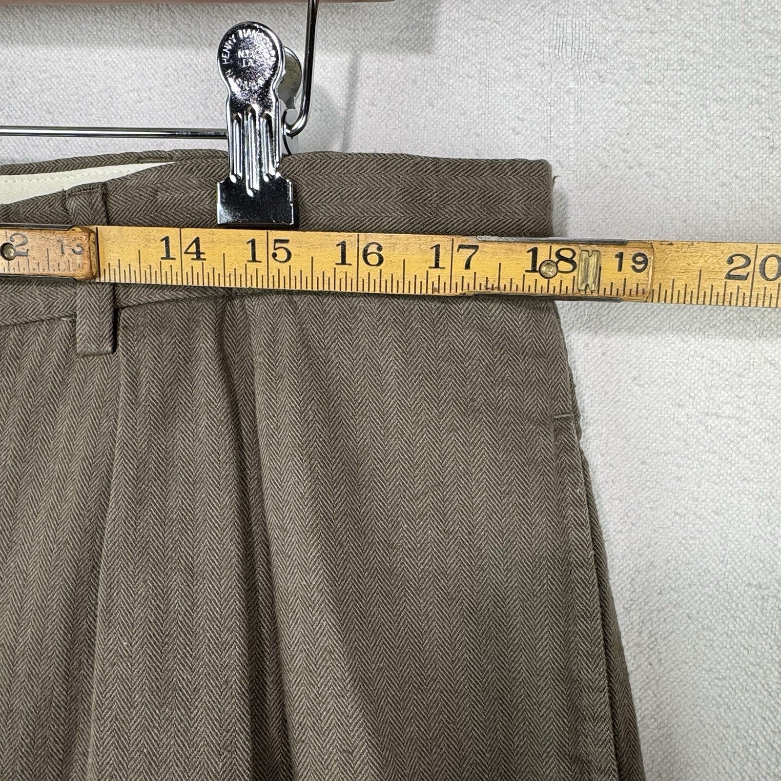 Vtg Polo Ralph Lauren Fits 36x32 Tan Herringbone Pleated Cuffed Dress Pants