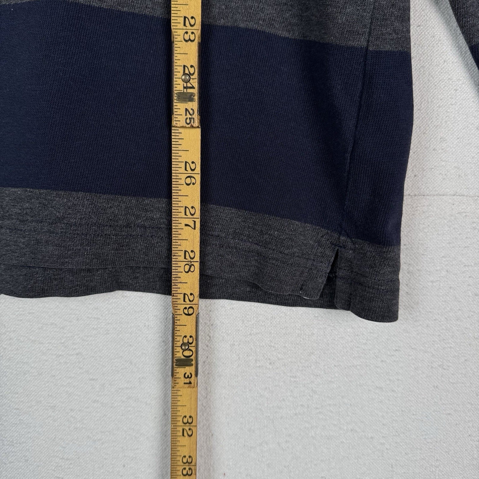 Brooks Brothers Rugby Shirt Men's Medium Blue Gray 346 Striped Polo *Distressed