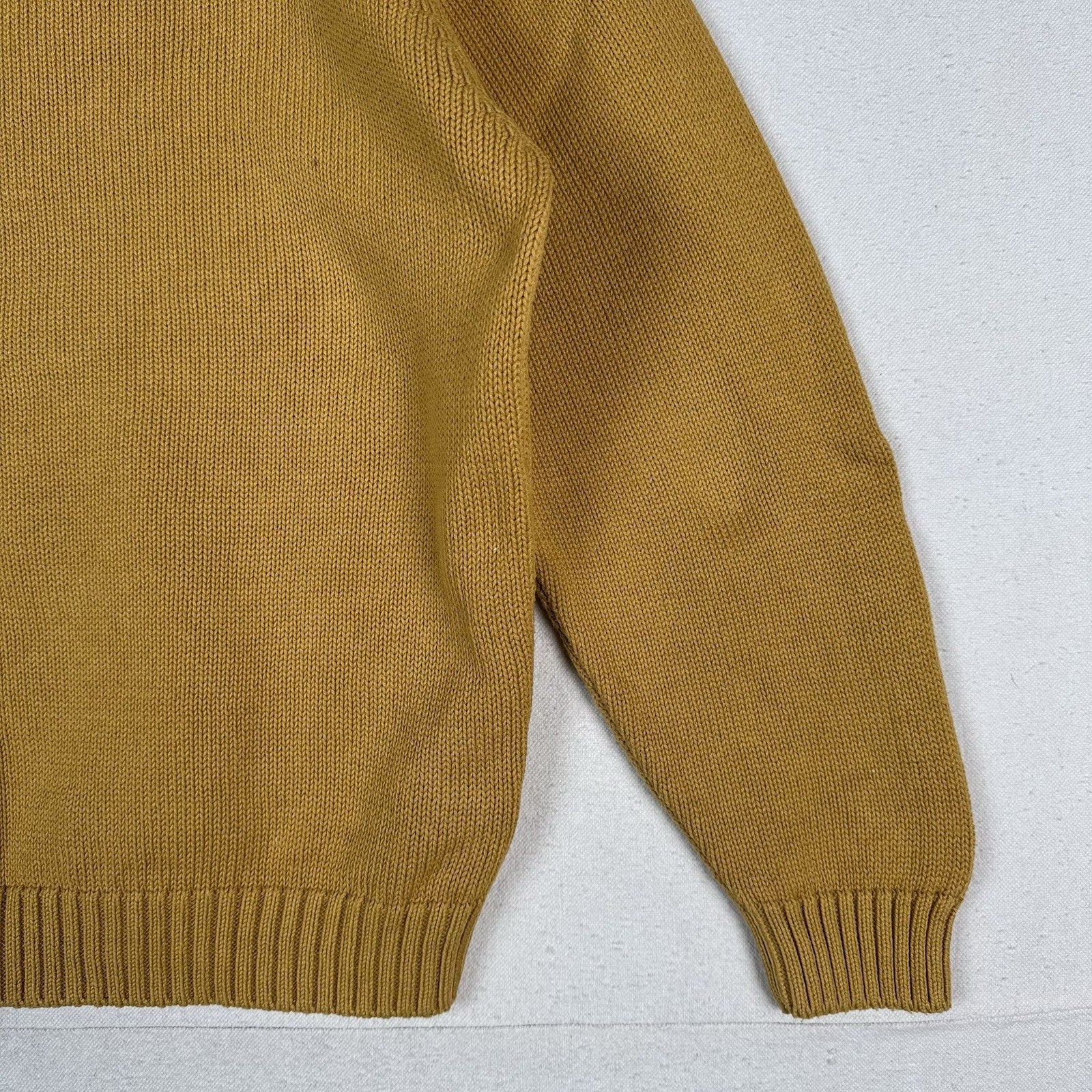 Lands End Womens Crewneck Sweater Yellow Size Large 14-16 Midweight Cotton USA