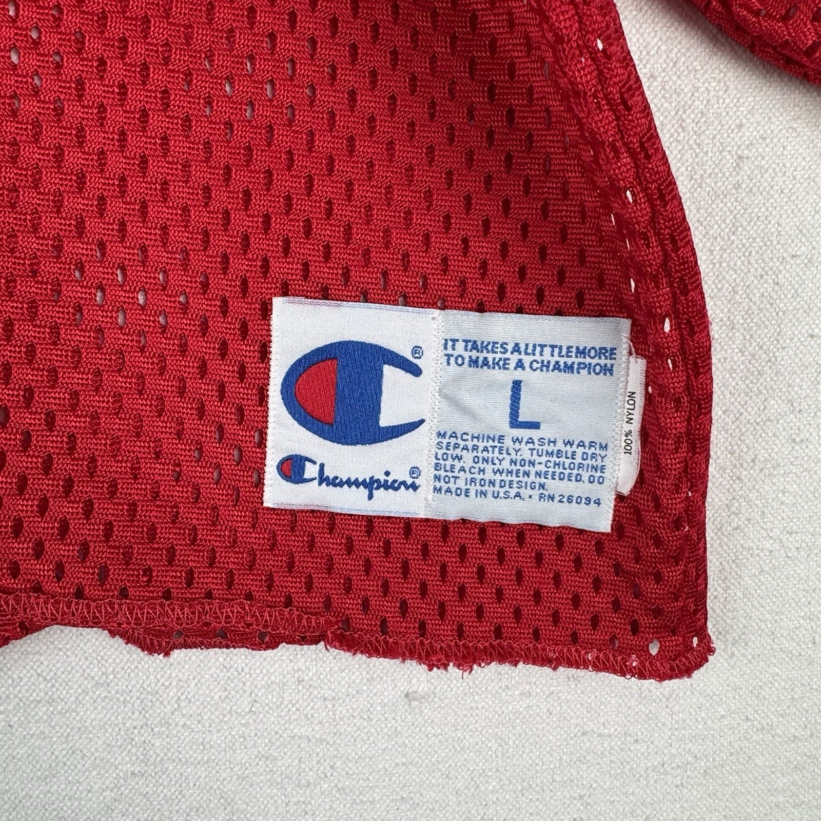 90’s Vintage Champion Nebraska Men’s L Football Practice Jersey Cropped Fishnet