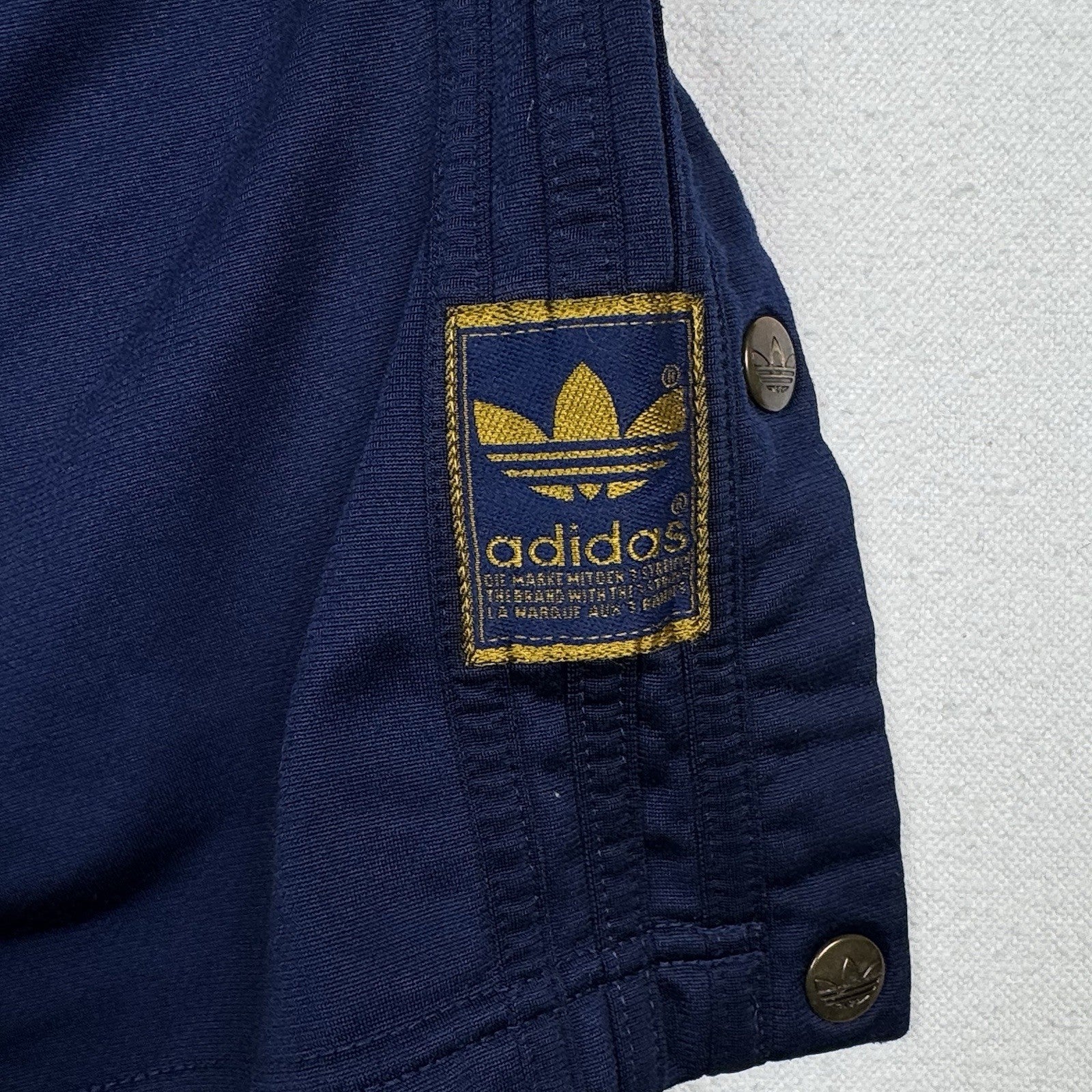 Vintage Adidas Sweatpants Men’s L Navy Gold Logo Tearaway Snap Track Pants