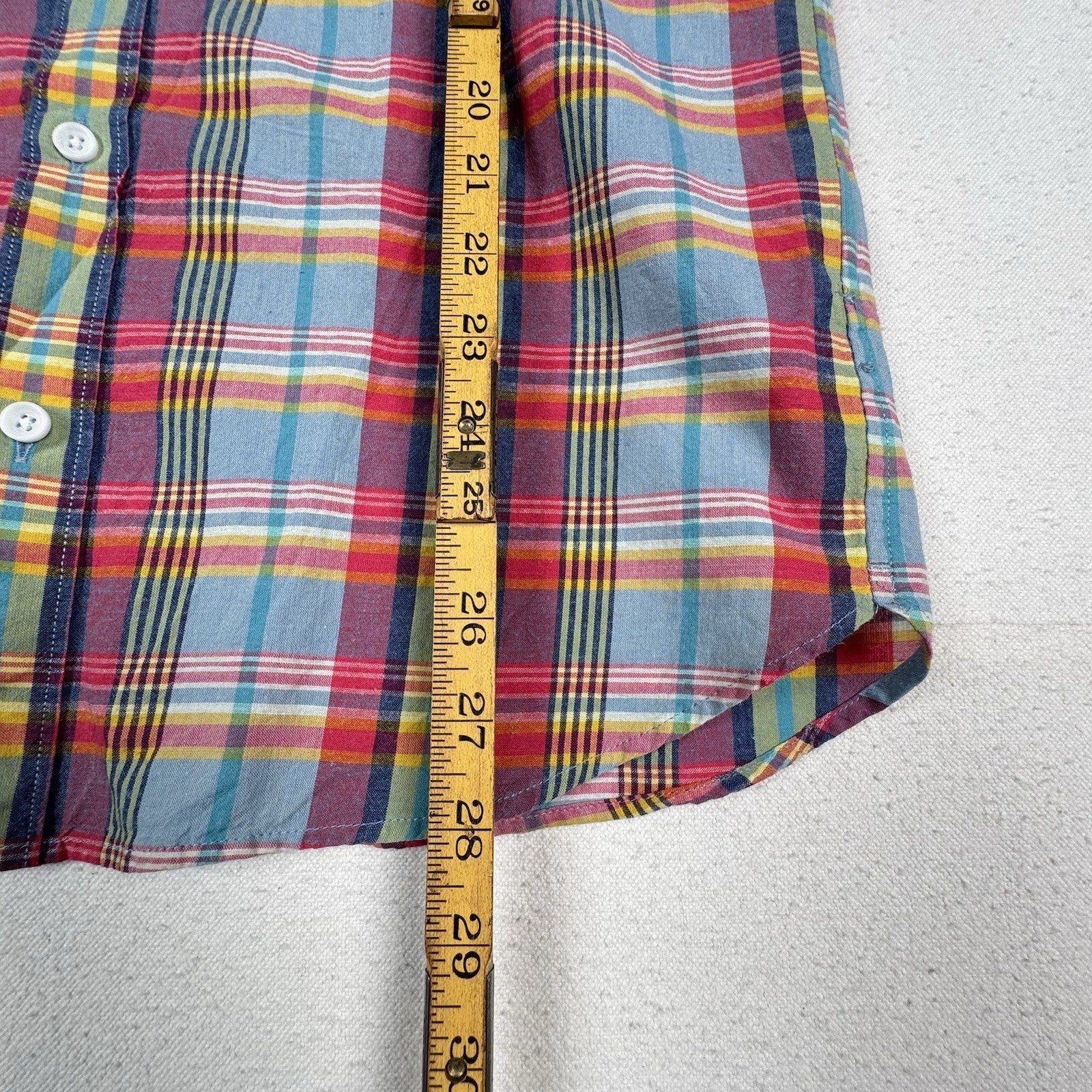 J. Crew Mens Medium Slim Fit Indian Madras Plaid Button Down Shirt Long Sleeve