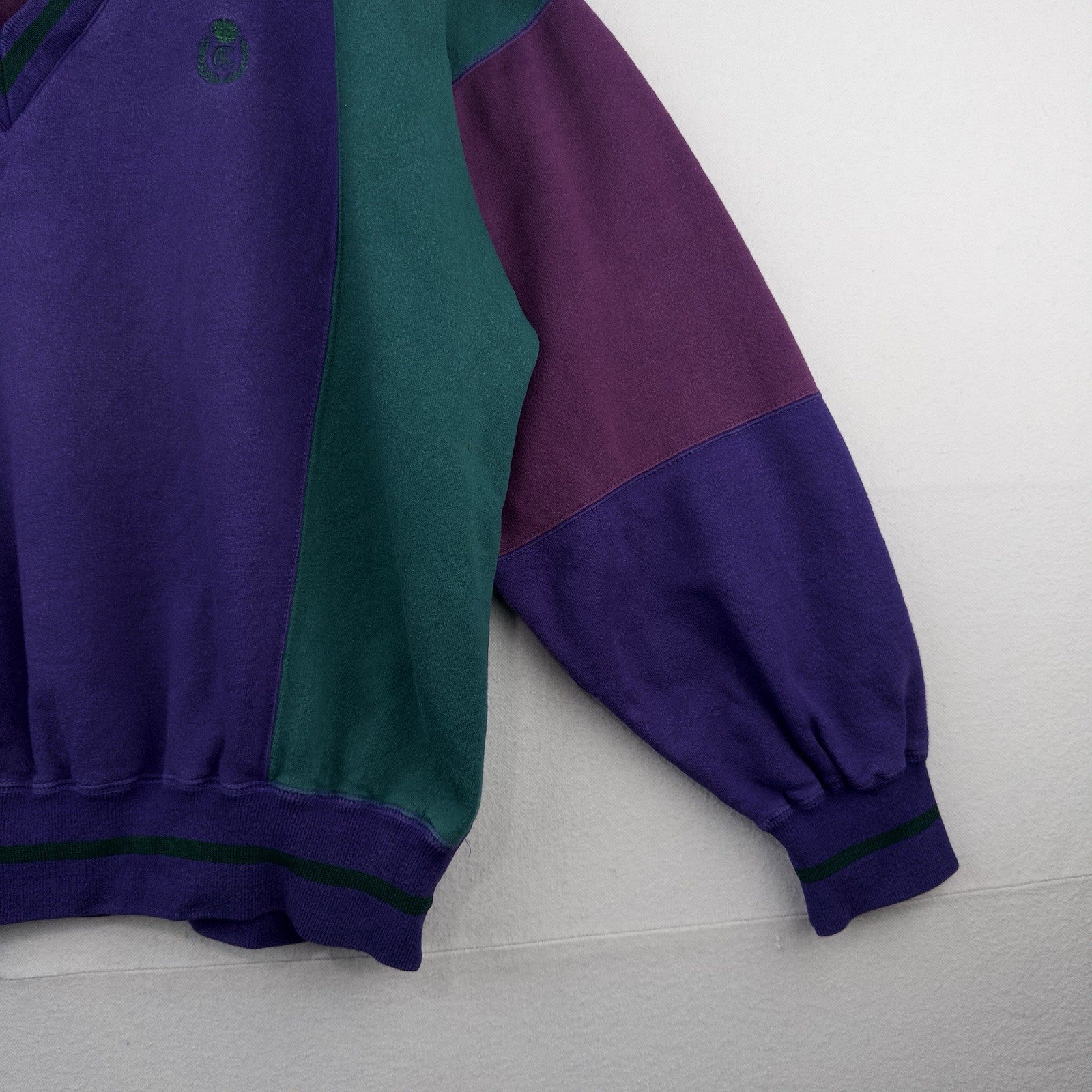 90’s Vtg Chaps Ralph Lauren Men’s L Color Block V-Neck Sweatshirt Sweater