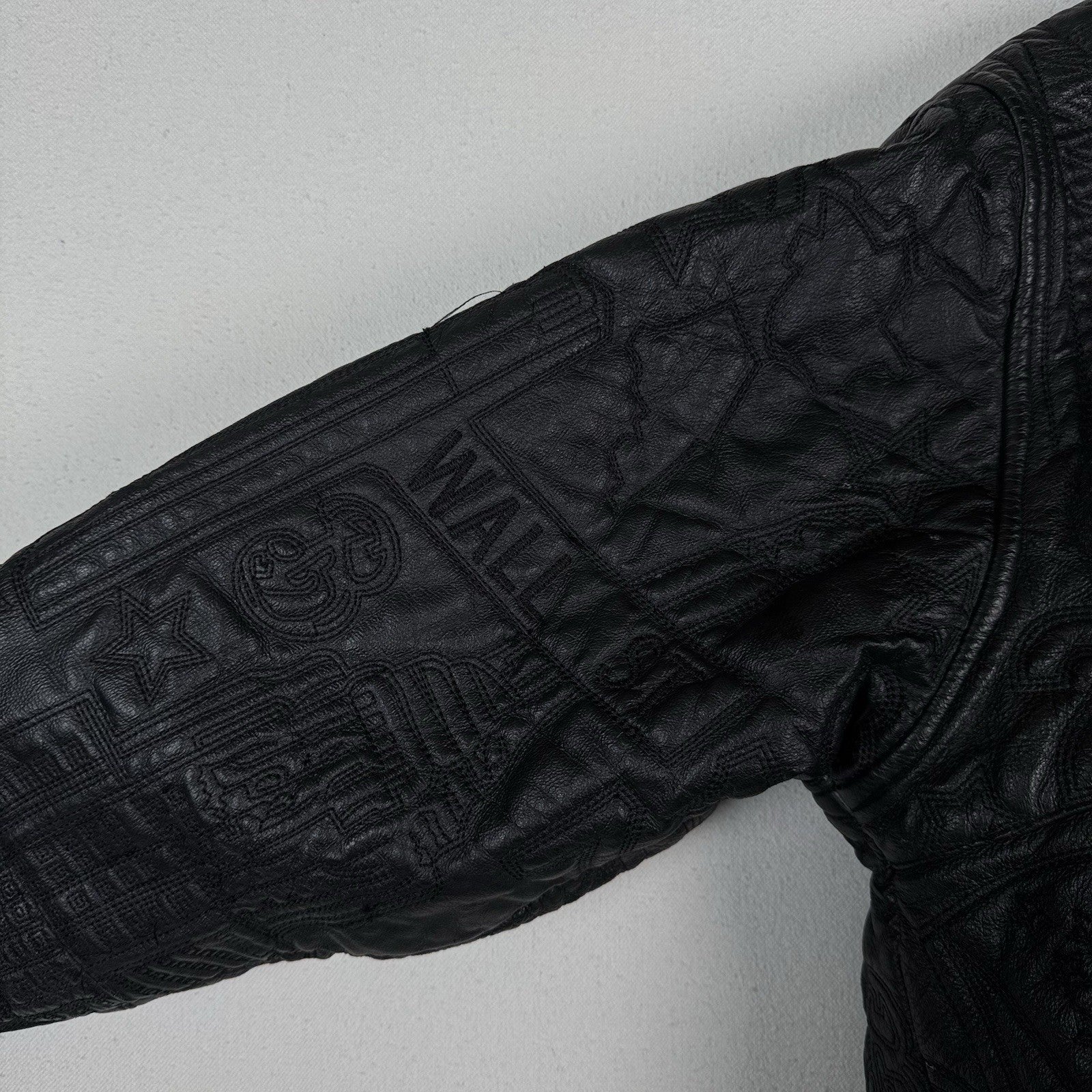 Vtg East Side Outerwear NYC Embroidered Leather Bomber Jacket Men’s  XL -Read*