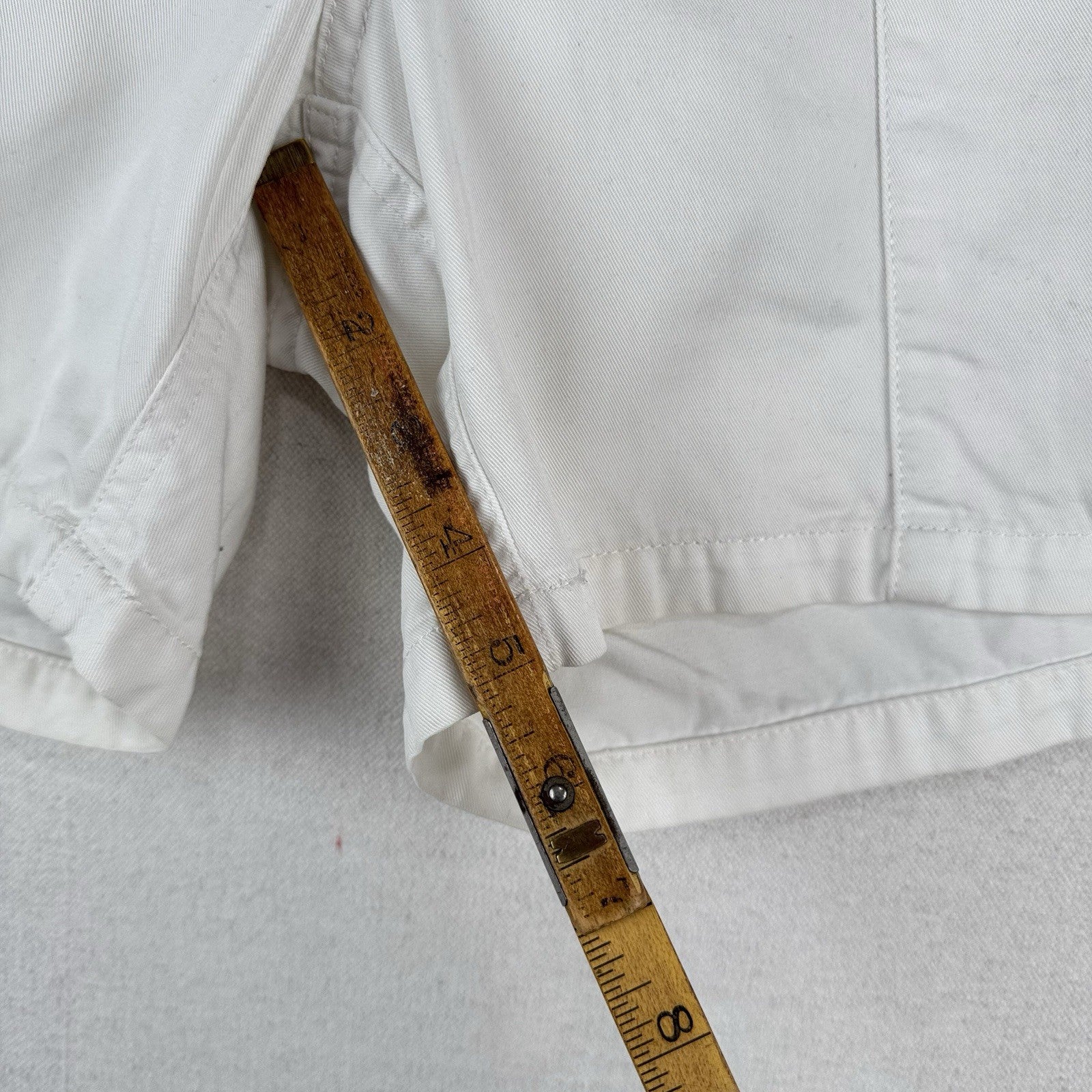 90's Vtg Polo Ralph Lauren Mens White M 100% Cotton Chino Drawstring Zip Shorts
