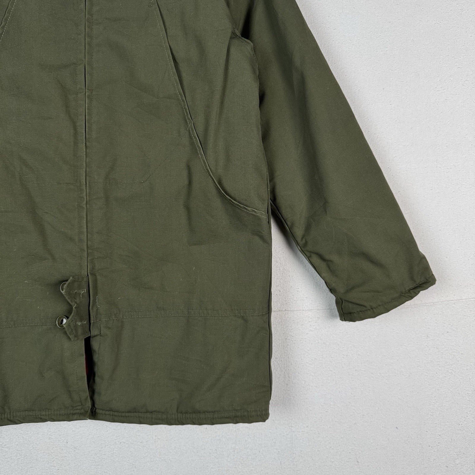 Vintage 60s 70s Sears Wearmaster Green Military Car Coat Parka Fits Chest 42”
