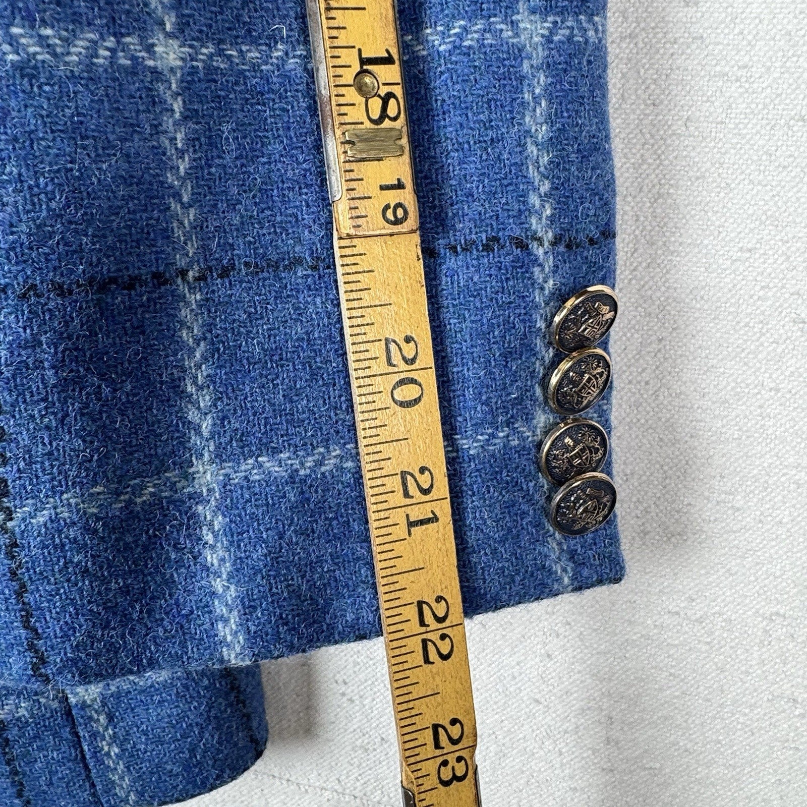Tinta & Bariloche Andes Women’s L (42) Double Breasted Wool Blue Plaid Blazer