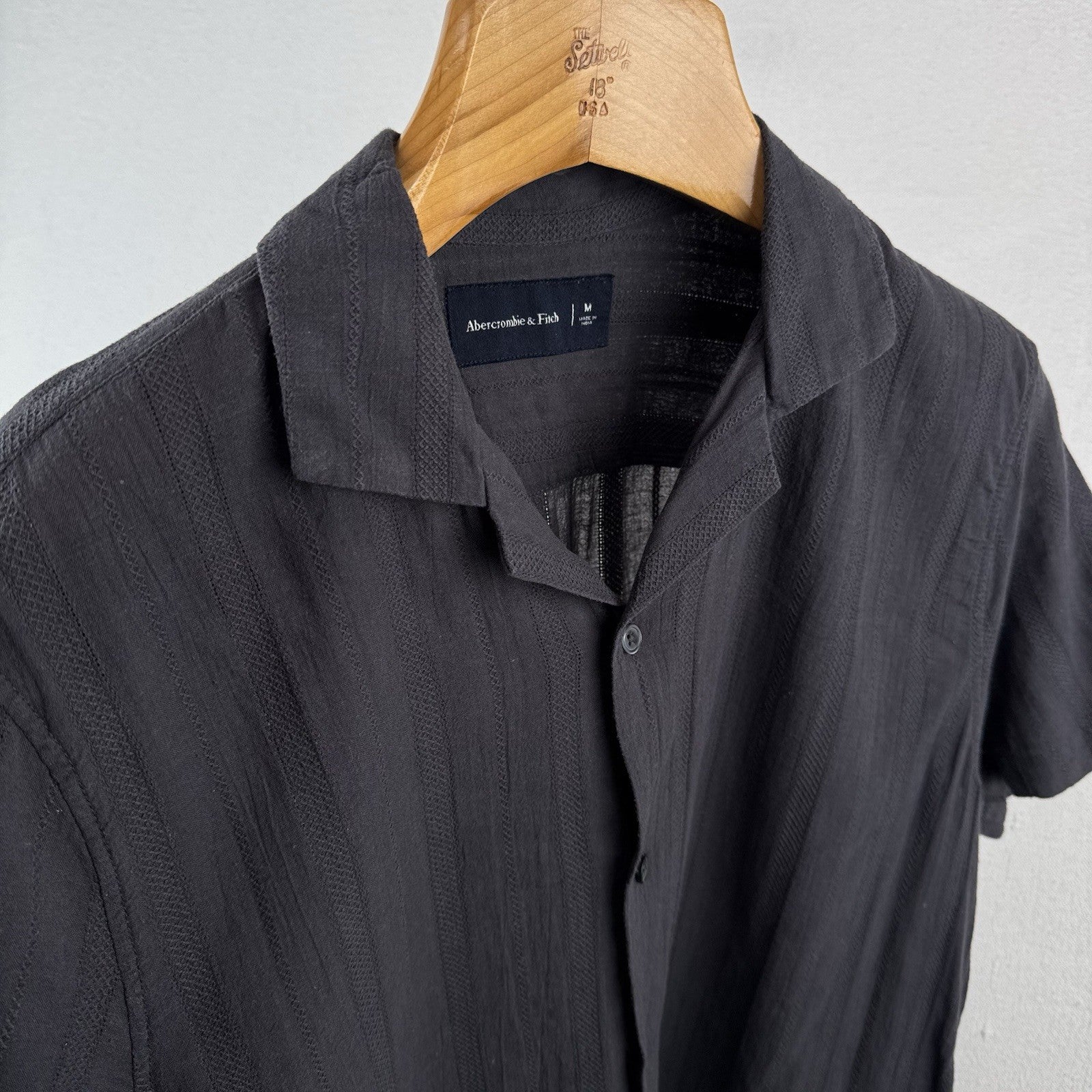 Abercrombie & Fitch Shirt Mens M Brown Lightweight Camp Collar Resort Shirt