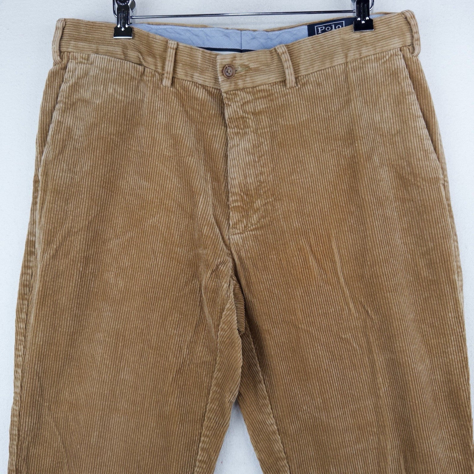 90’s Vtg Polo Ralph Lauren Corduroy Pants Classic Fits 34x26 Tan Brown Wide Wale