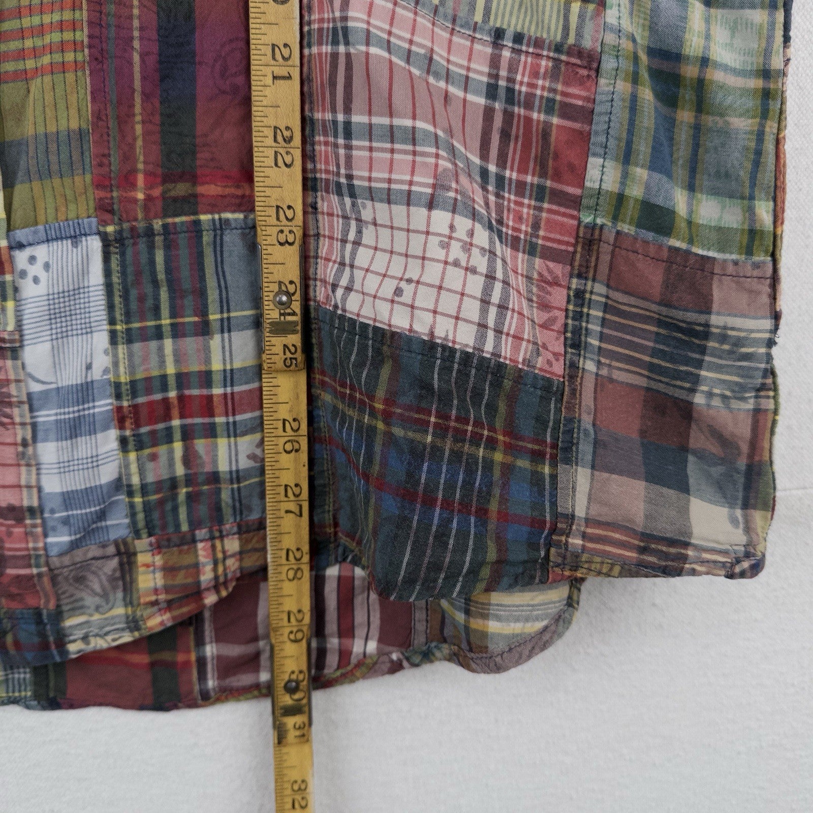 90’s Vtg Polo Ralph Lauren Men’s XL Plaid Madras Patchwork Button Down Shirt
