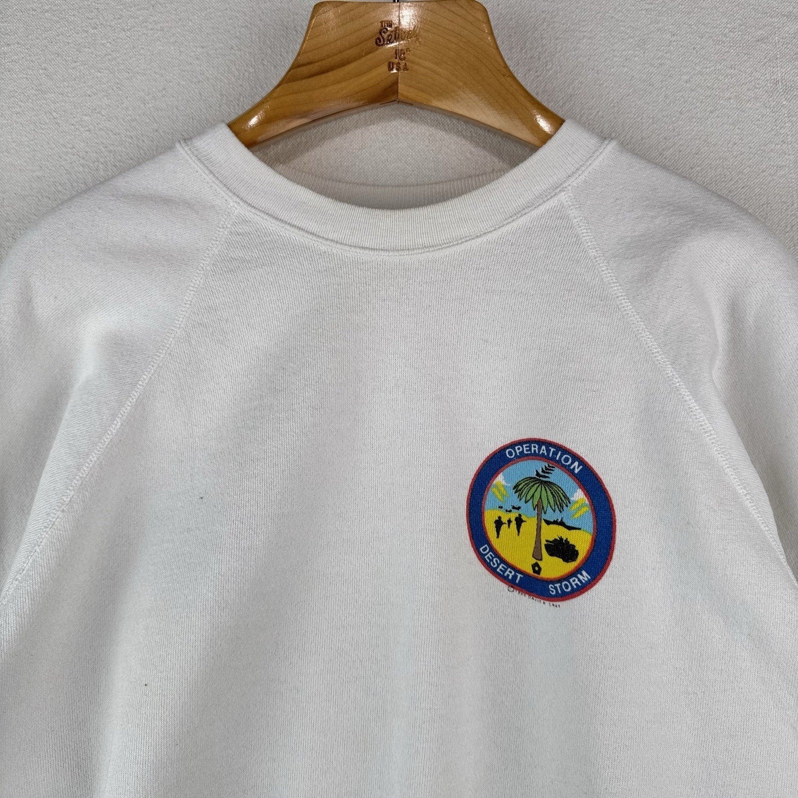 90’s Vintage Operation Desert Storm Sweatshirt Mens XL White Eagle Made USA