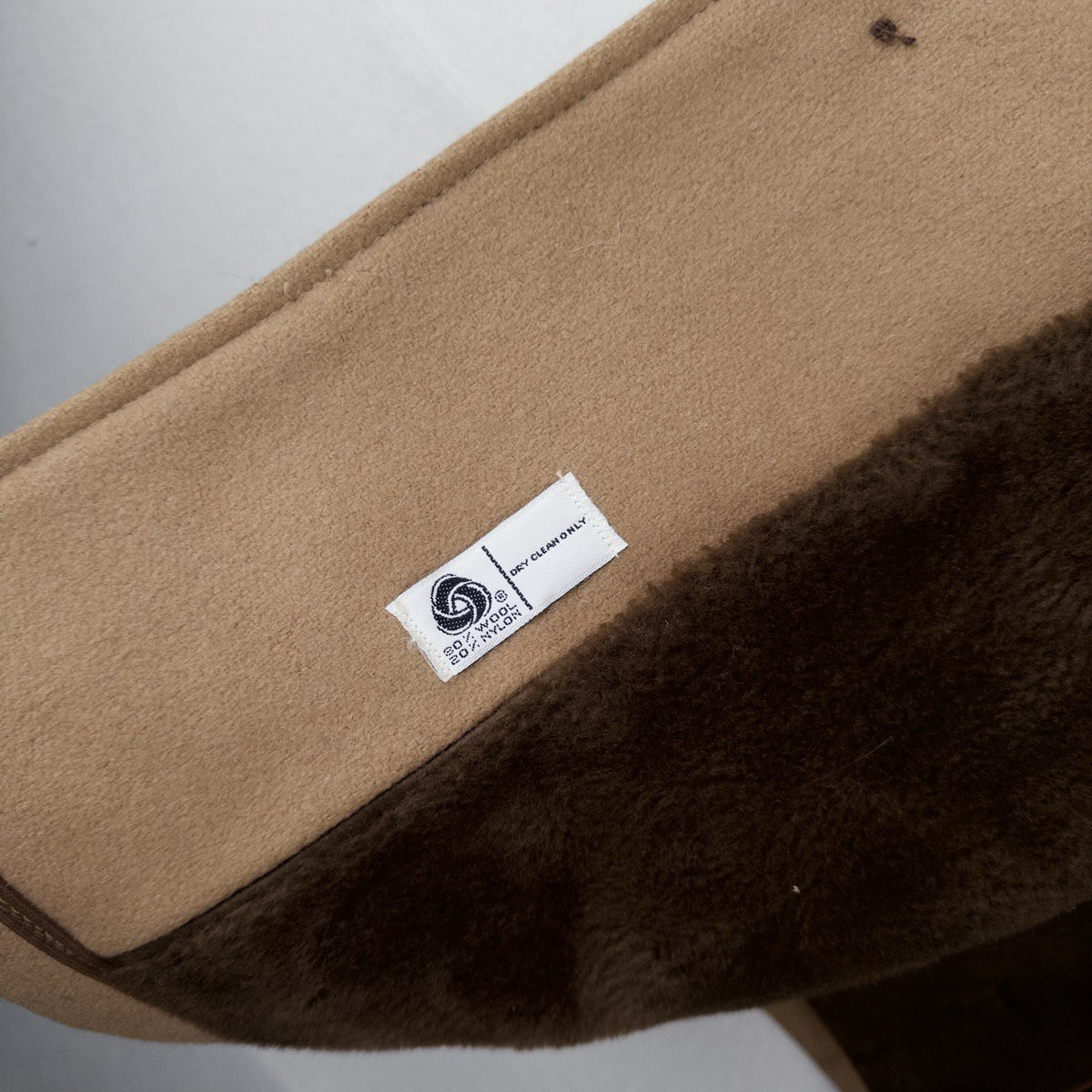 70’s Vtg Wool Men’s L/XL 44 Car Coat Overcoat Camel Brown Faux Fur Lining Collar