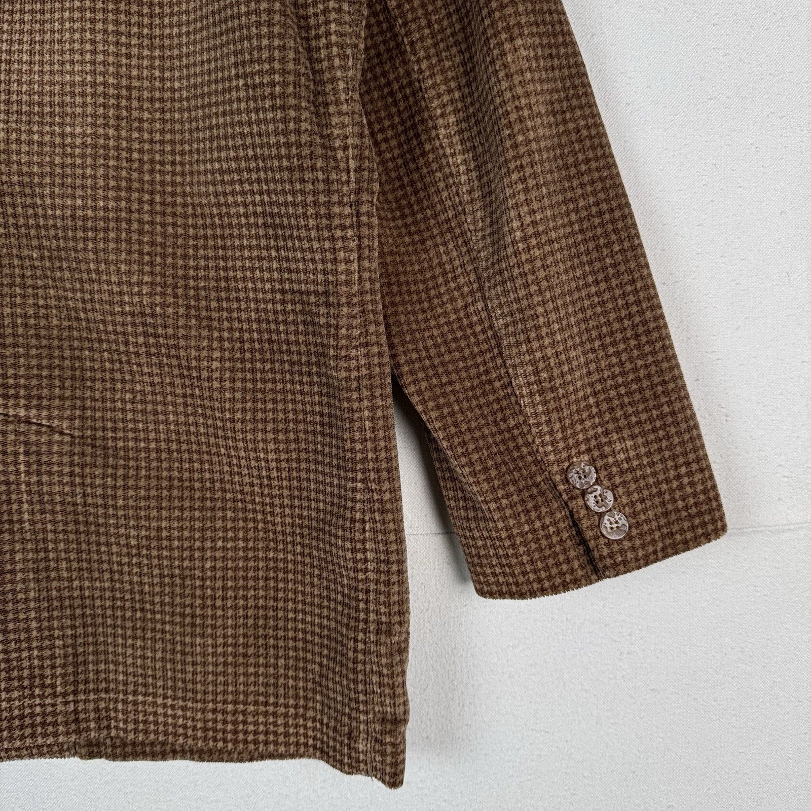 Vtg Armani Collezioni Fine Wale Corduroy Blazer Houndstooth Plaid Brown Men’s 40