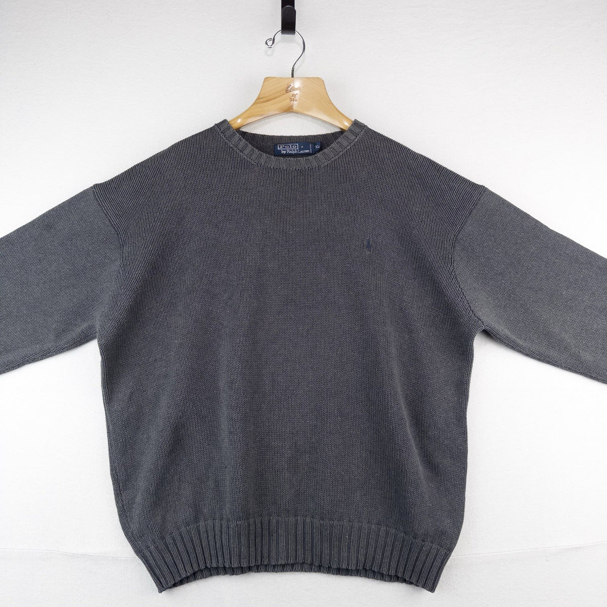 90’s Vintage Polo Ralph Lauren Mens XL Sweater Gray Knit Crew Neck *Read