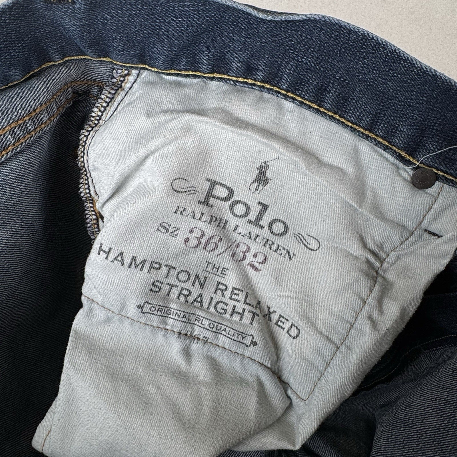 Polo Ralph Lauren Hampton Jeans Mens 36x32 Denim Relaxed Straight *Distressed