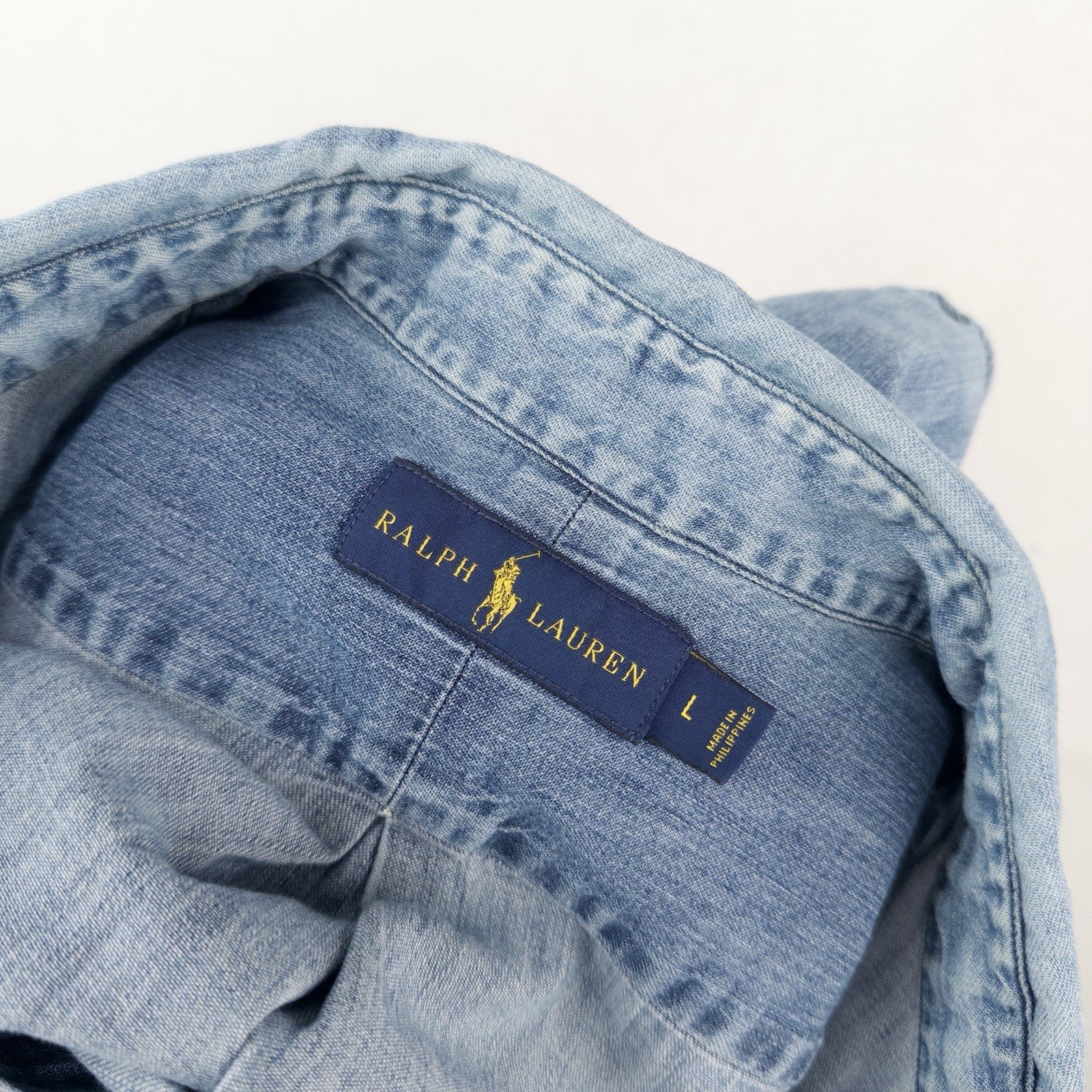 Ralph Lauren Men’s Large Lightweight Blue Denim Shirt Long Sleeve