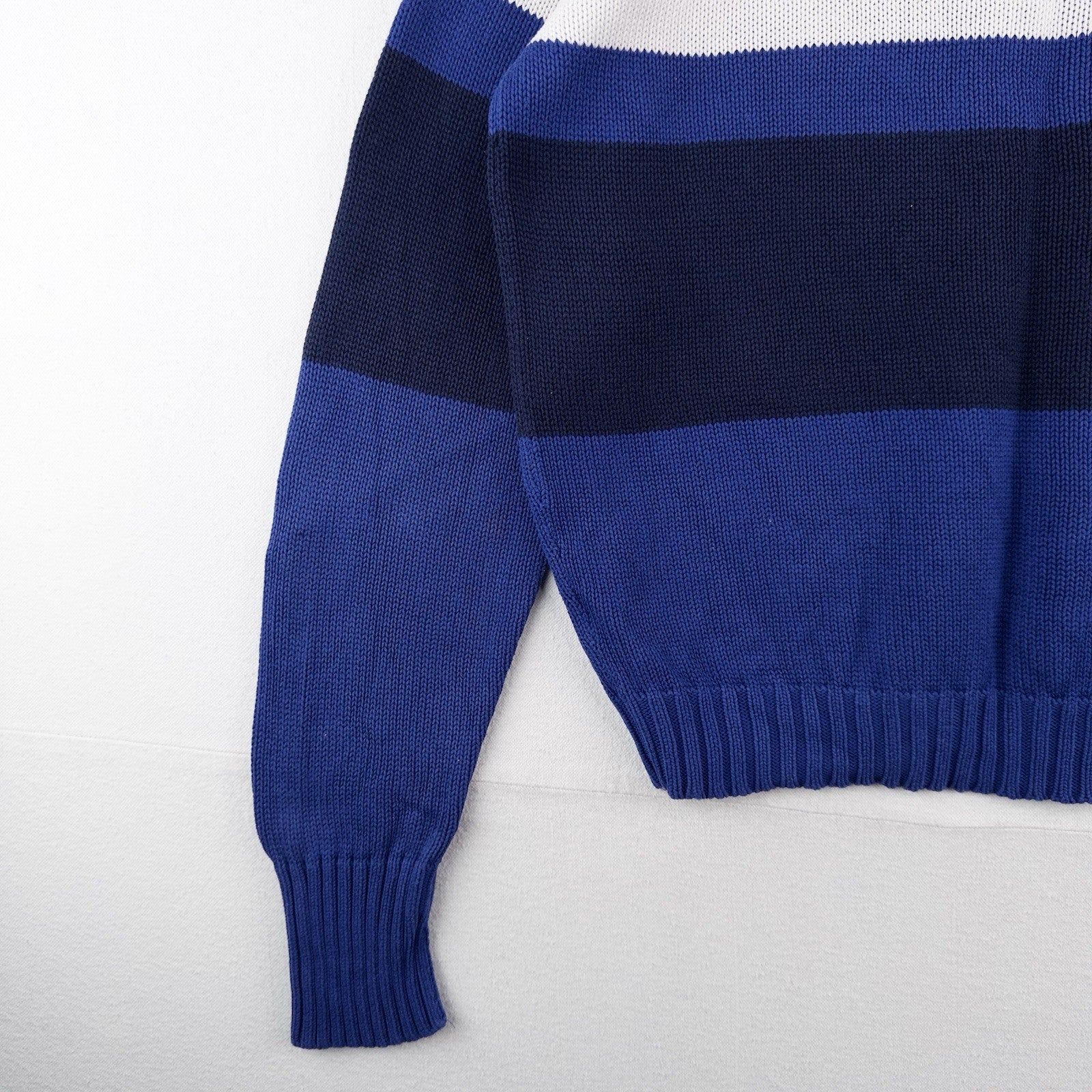 90’s Vtg Polo Ralph Lauren Red White Blue Striped Knitted Sweater Men’s L *Read