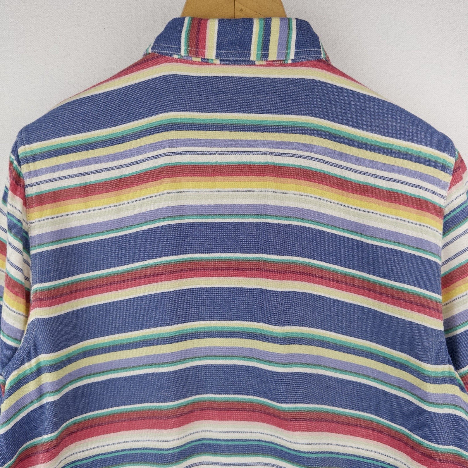 90’s Vtg CHAPS Ralph Lauren Blanket Stripe Print Button Up Shirt Men’s Large