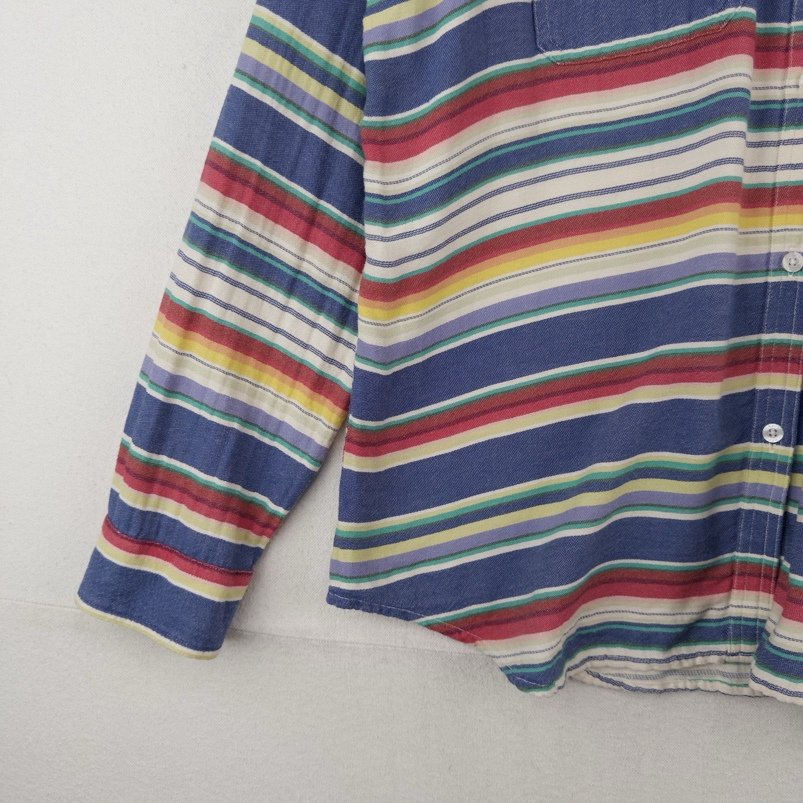 90’s Vtg CHAPS Ralph Lauren Blanket Stripe Print Button Up Shirt Men’s Large
