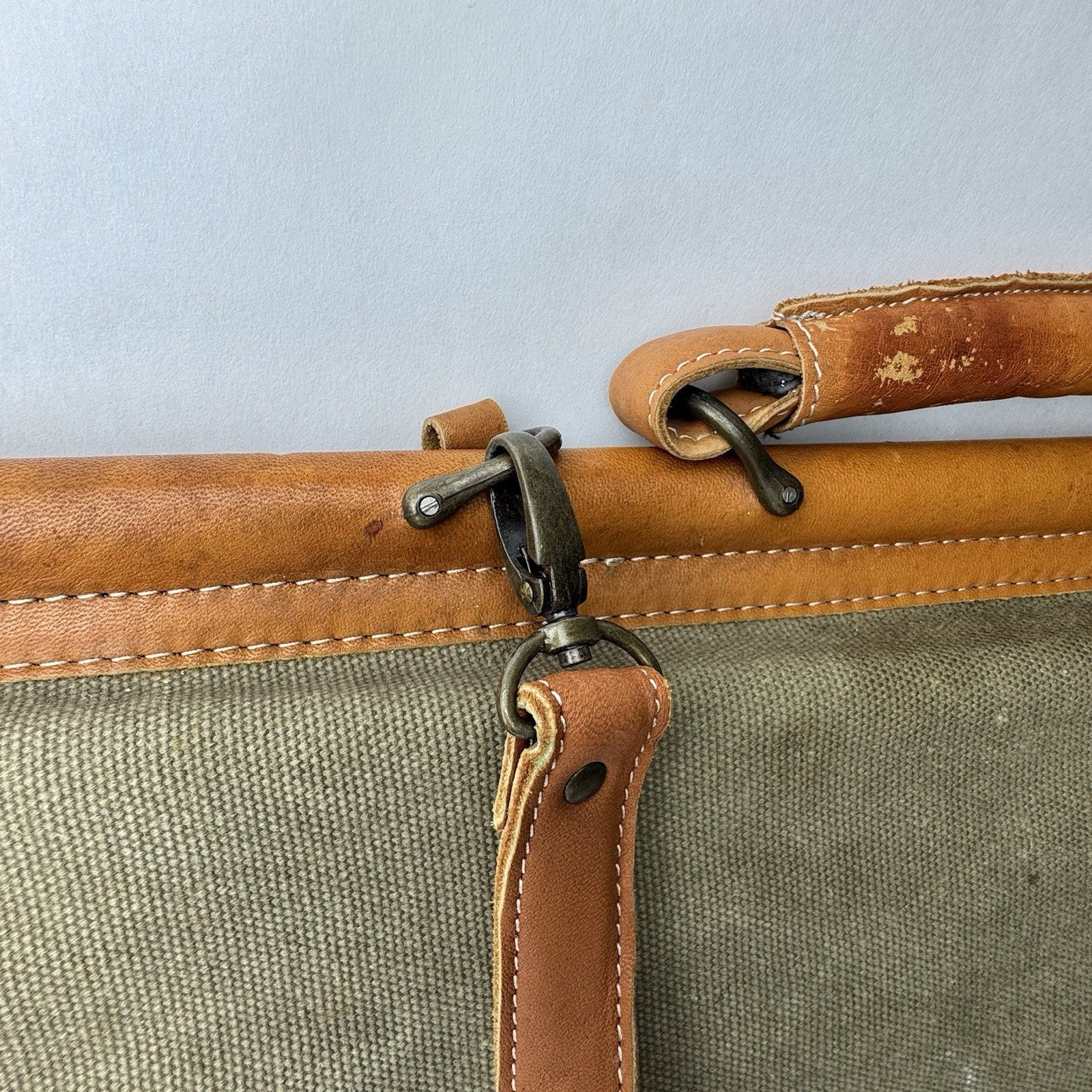 Vintage Safari Waxed Canvas Leather Laptop Briefcase Messenger Bag 19”x7”x15”