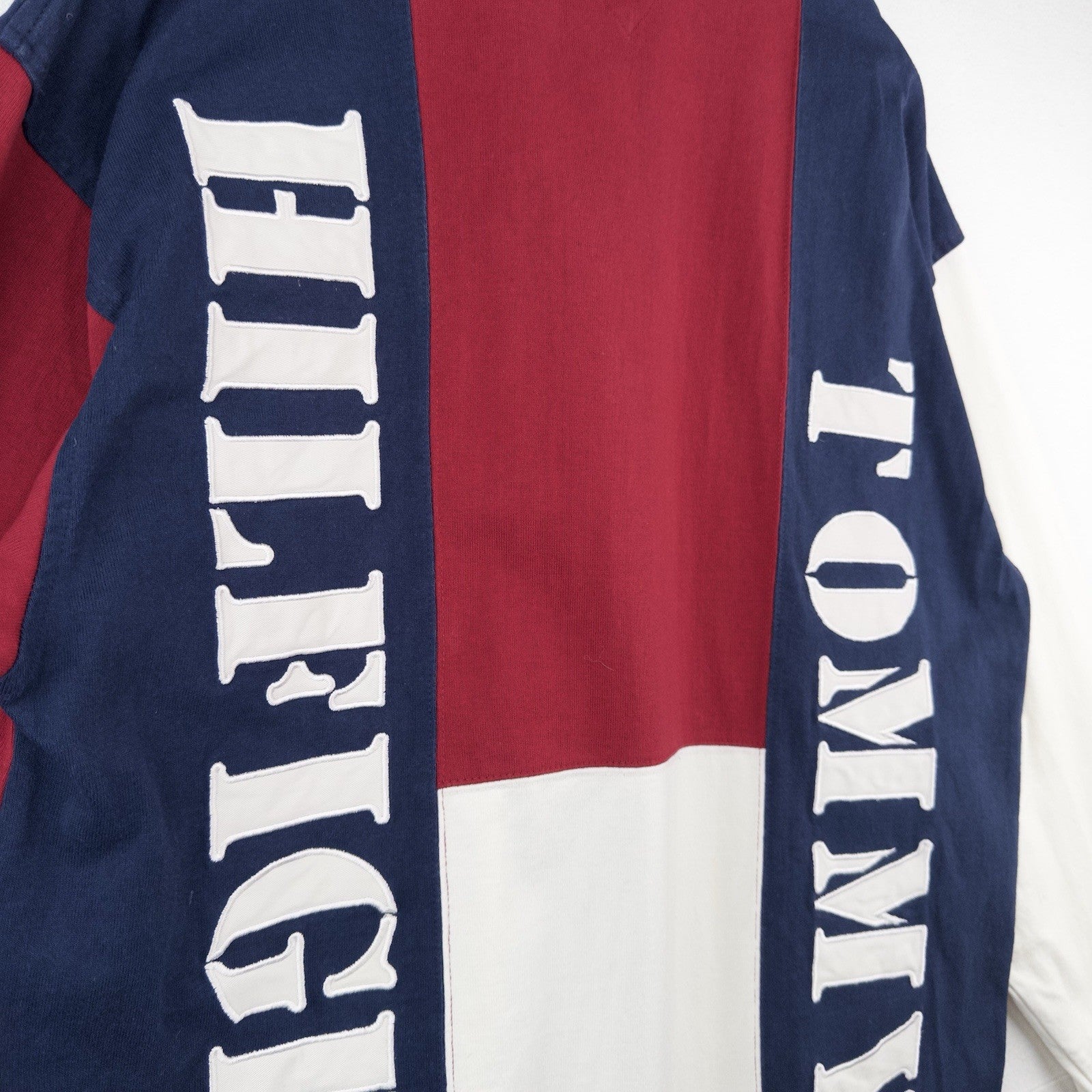 90s Vtg Tommy Hilfiger Rugby Polo Shirt Stars Stripes USA American Flag XL