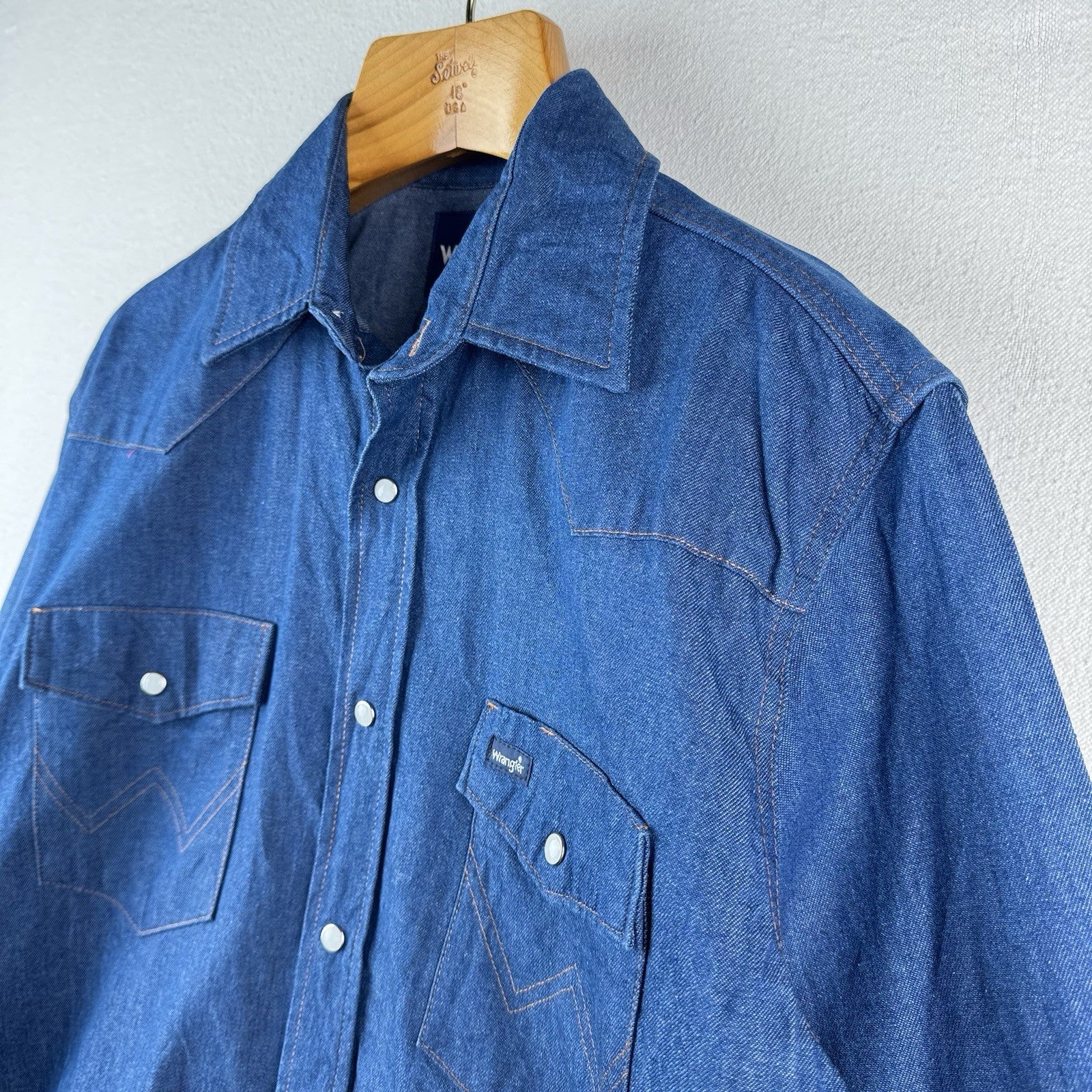 Vtg Wrangler Western Denim Pearl Snap Men’s Large Embroidered Speed Limit