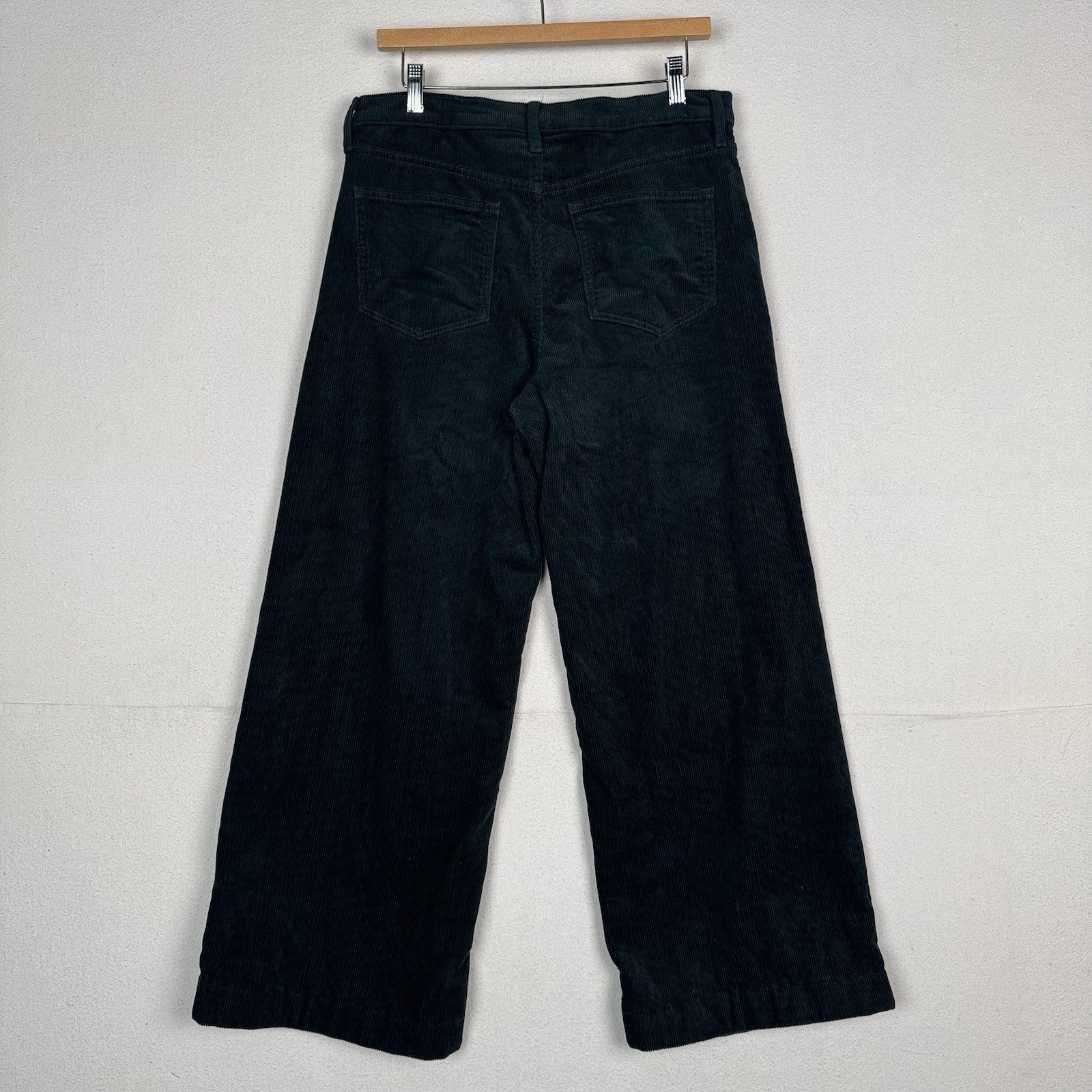 Gap Corduroy Pants Women’s 10/30 Green High Rise Stride  Wide Leg Zip 11” Leg