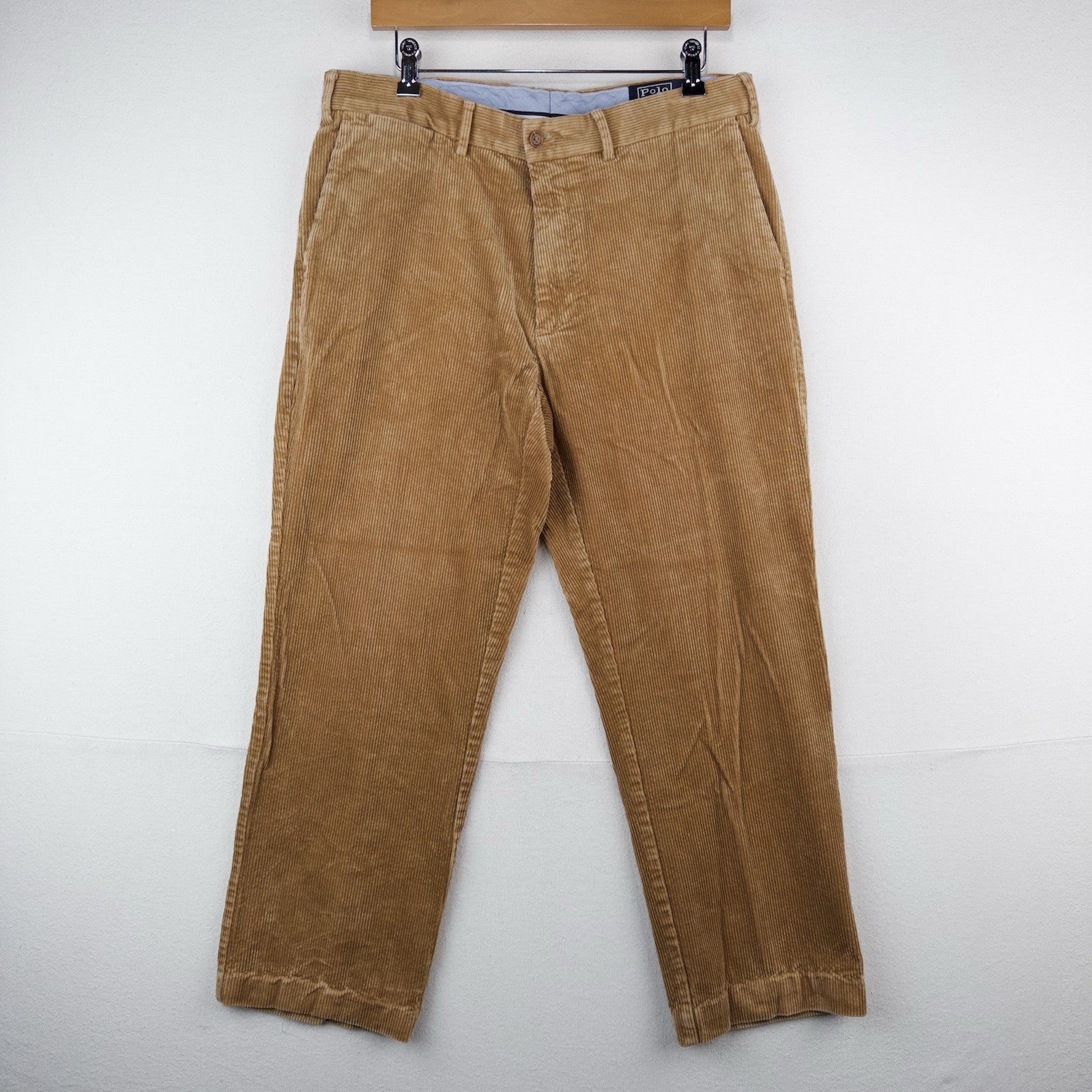 90’s Vtg Polo Ralph Lauren Corduroy Pants Classic Fits 34x26 Tan Brown Wide Wale