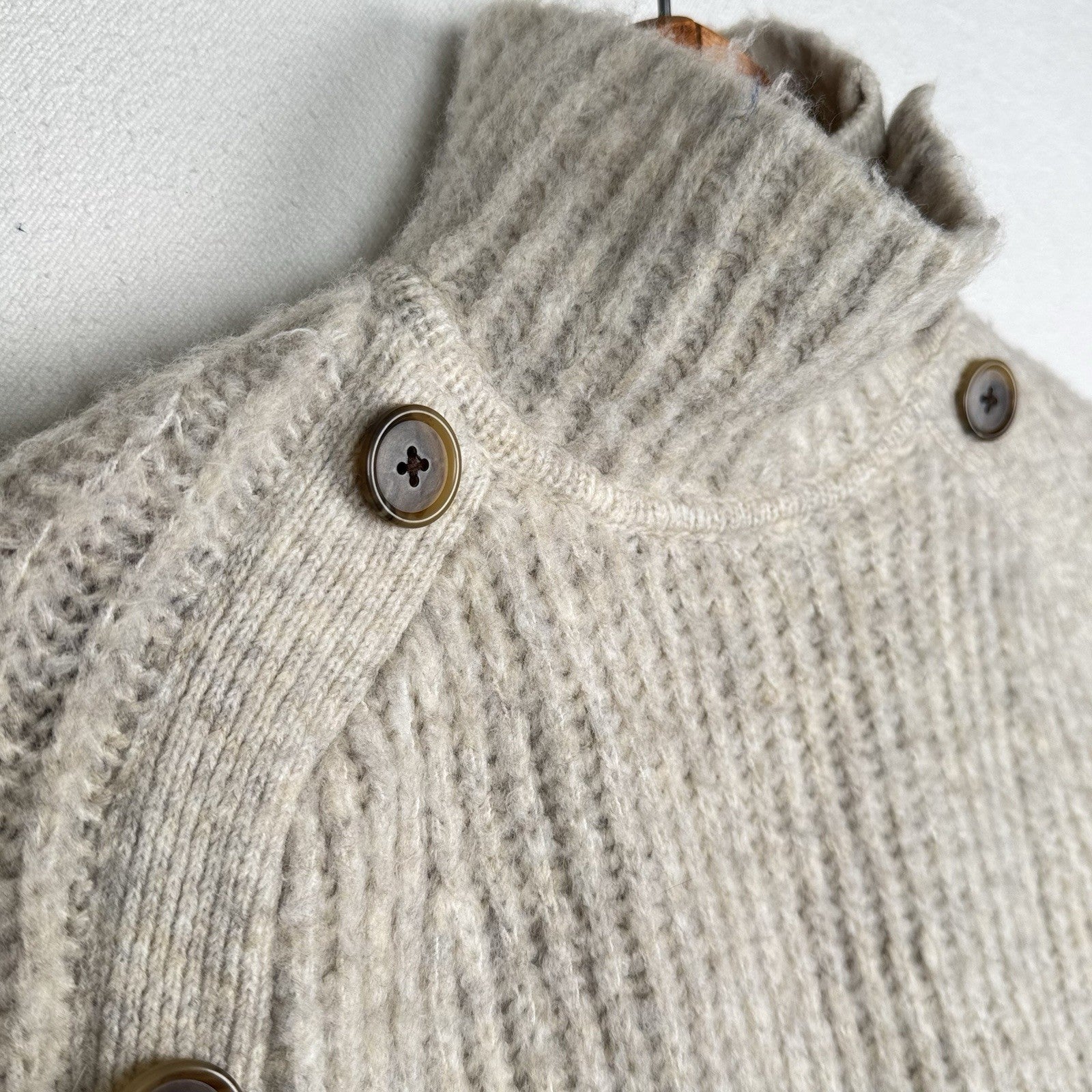 J. Crew Minimalist Wool Blend Convertible Chunky Knit Sweater Poncho Cape S/M