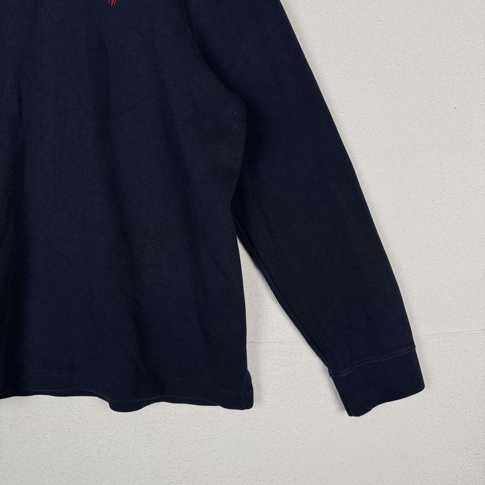 Vtg Polo Ralph Lauren Men's 1/4 Zip Pullover Sweater Navy Blue XL Made USA *Read