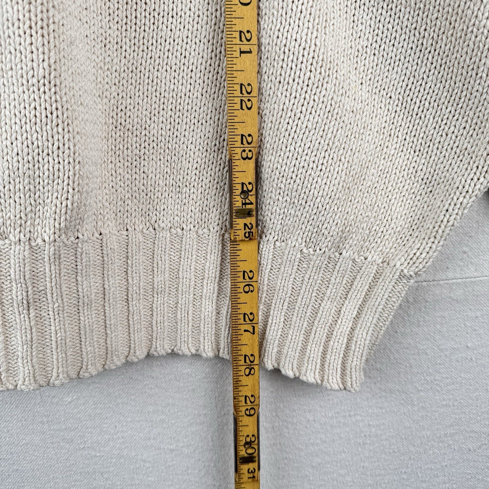 90s Vtg Polo Ralph Lauren Sweater Men's 2XL Cream 100% Cotton Crewneck Navy Pony