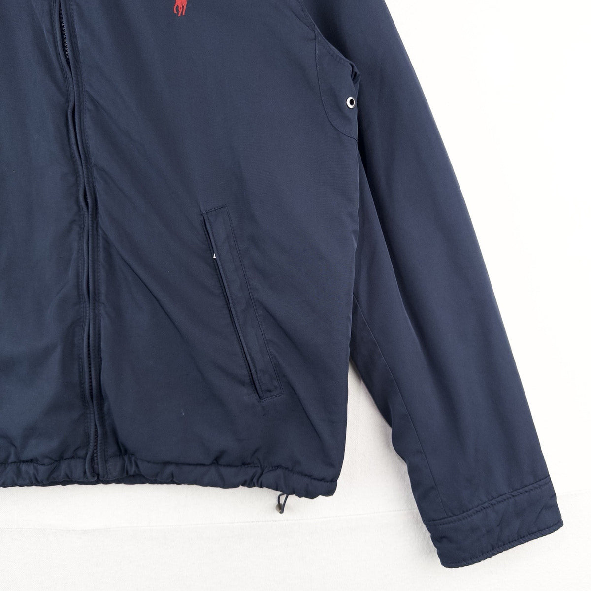 Polo By Ralph Lauren Men’s M Fleece Lined Hooded Nylon Jacket Navy Blue *Read