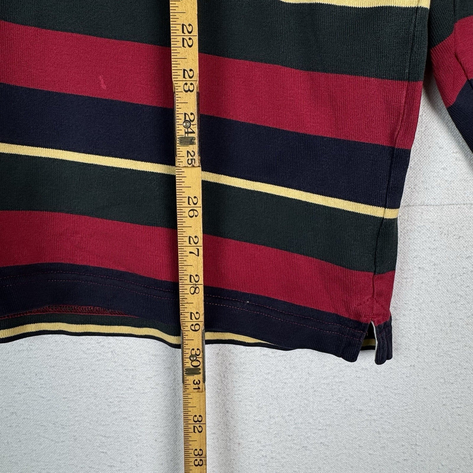 Vintage 90s Brooks Brothers Polo Rugby Striped Red Blue Yellow LS *Distressed