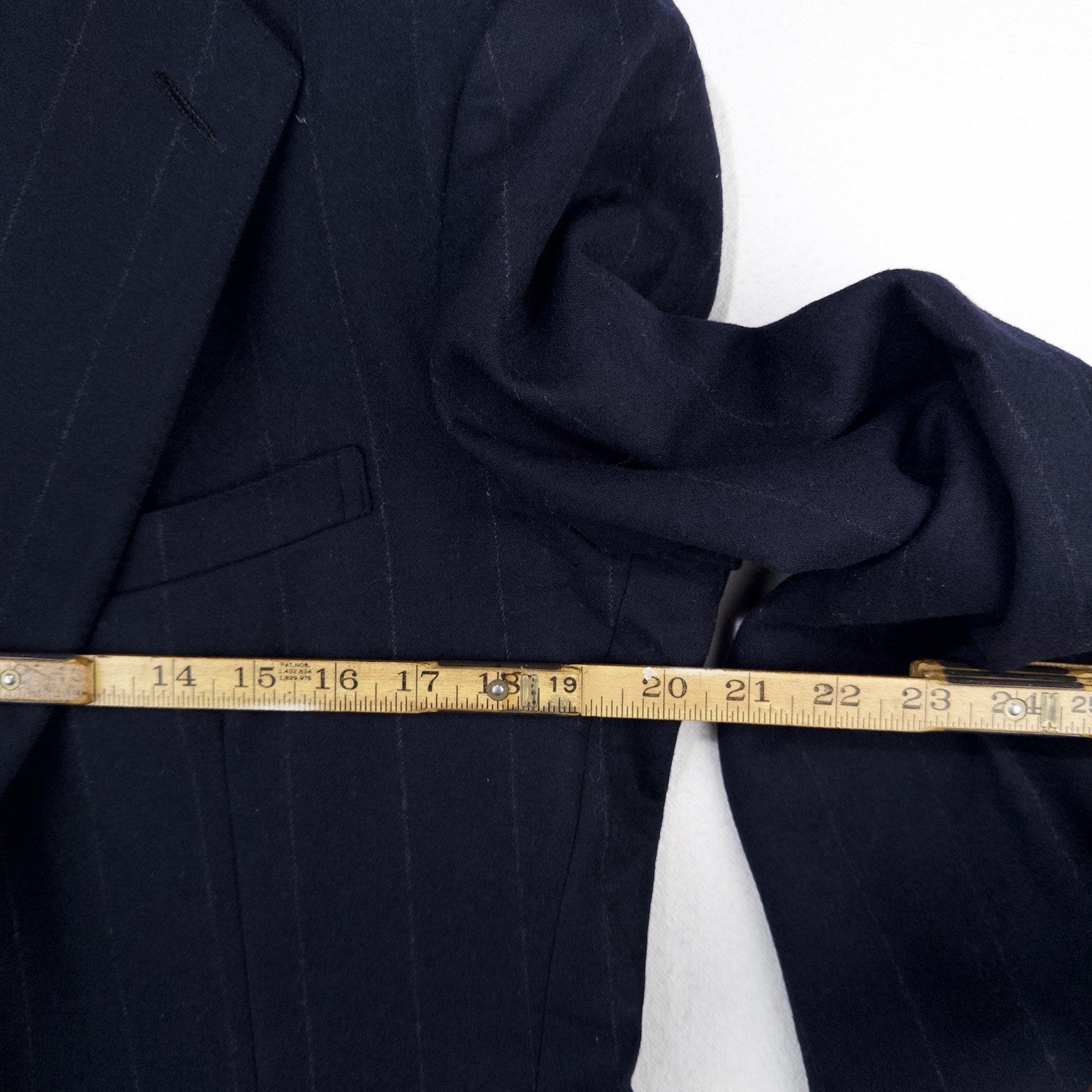 80’s Vtg Polo Ralph Lauren Dark Blue Navy Pinstripe Flannel Blazer Jacket 40 USA