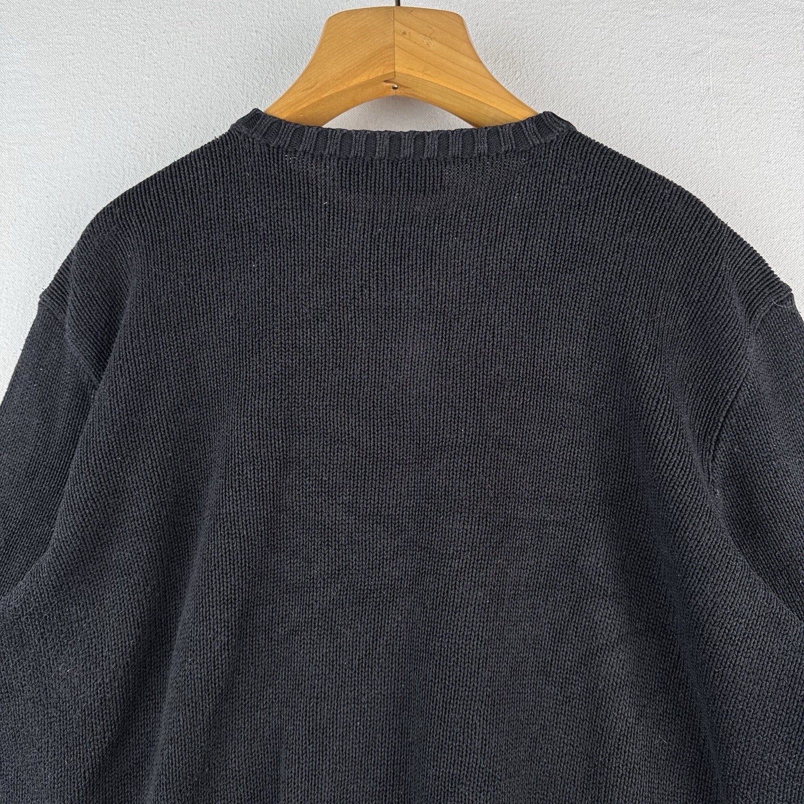 90's Vintage Polo Ralph Lauren Men's XL 100% Cotton Sweater Charcoal Black
