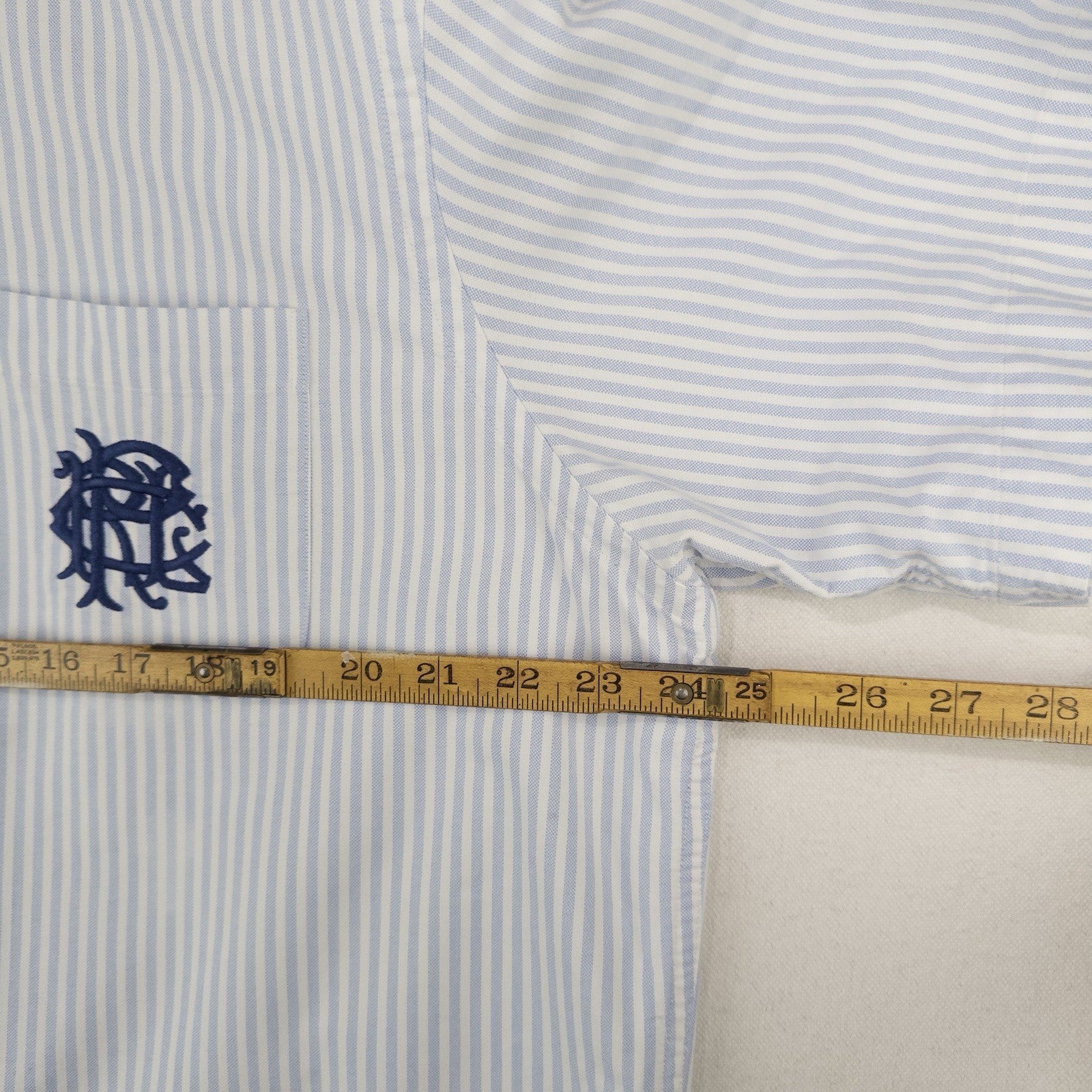 90’s Vtg Polo Ralph Lauren Blue White Pinstripe Winchester Club Collar Shirt XL