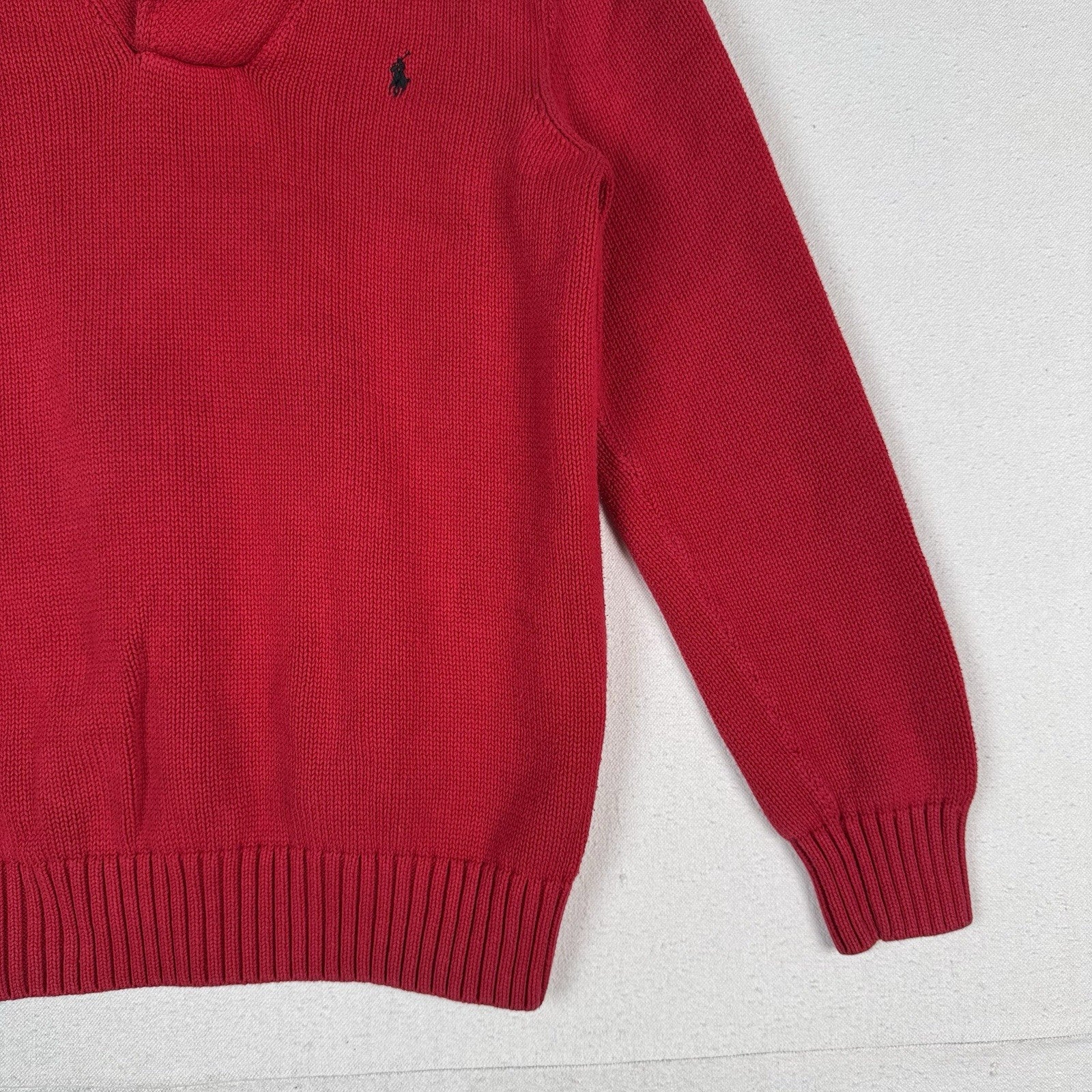 Polo Ralph Lauren Youth Red Shawl Collar Knit Sweater Boy’s XL (18-20)