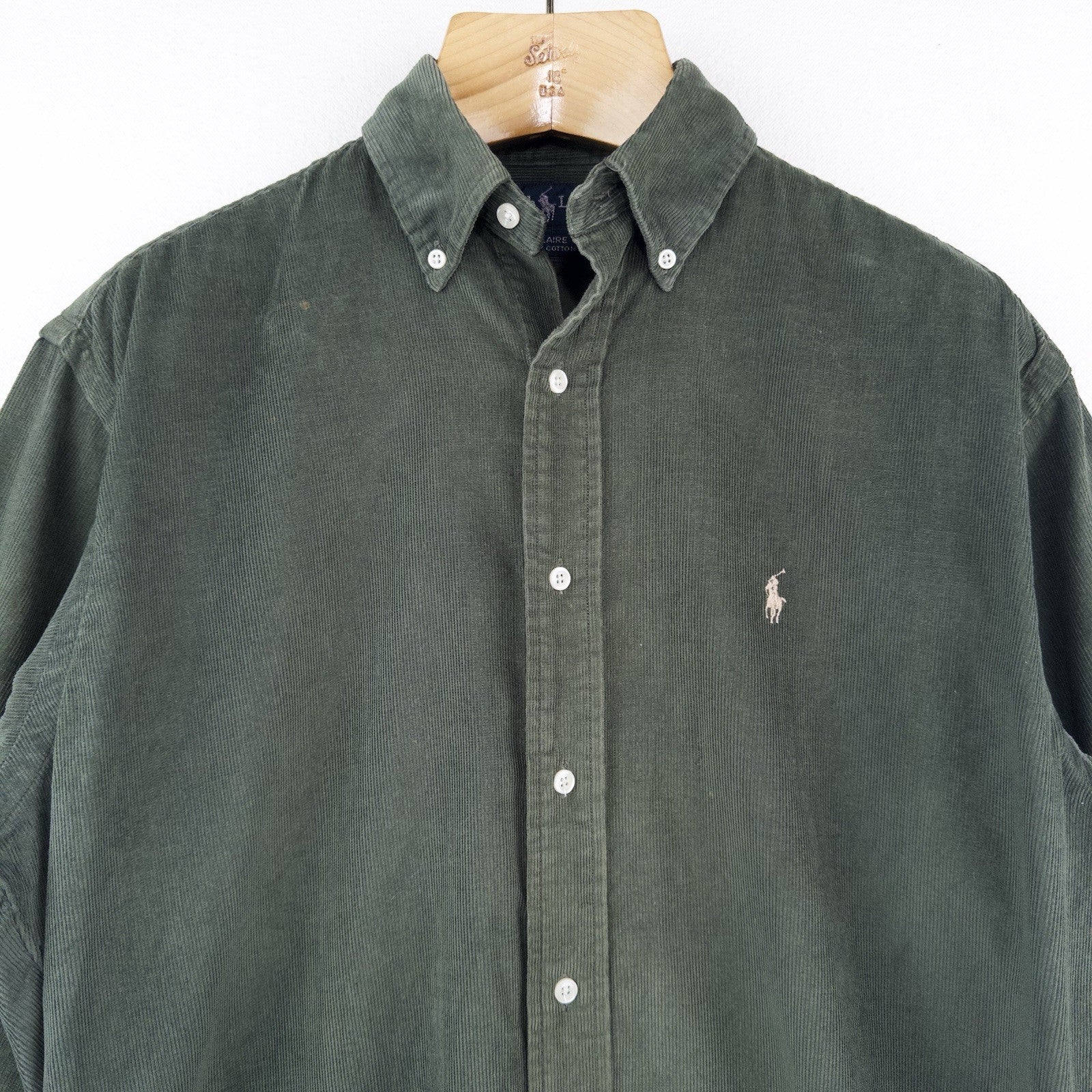 90’s Vtg Polo Ralph Lauren Men’s S Green Blair Corduroy Button Down Shirt