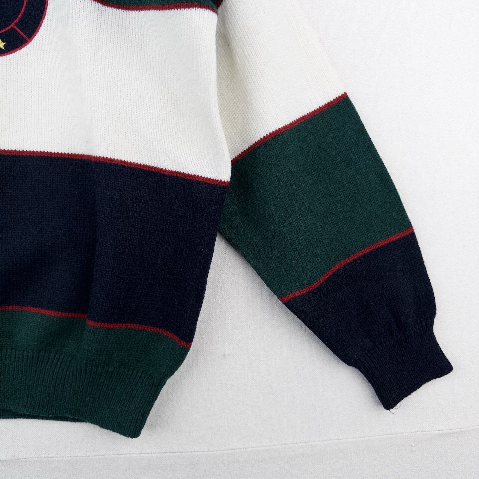 90’s Vtg Embroidered Classic Yacht Club Racing Sweater Acrylic Color Block