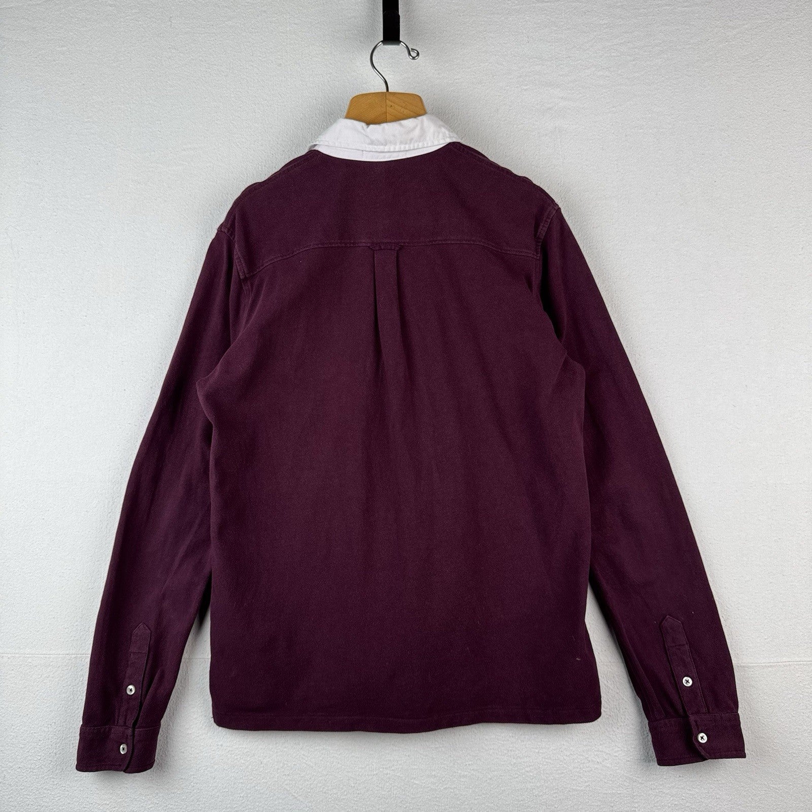 Vintage Polo Ralph Lauren Men’s L Pocket Rugby Shirt Long Sleeve Burgundy White