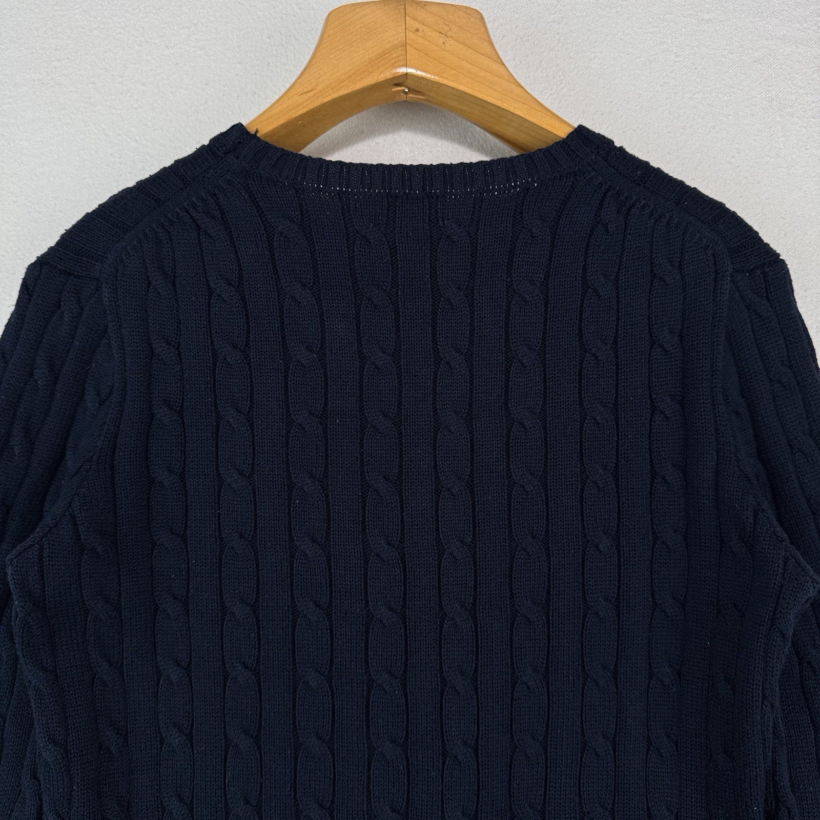 Polo Ralph Lauren Women’s Large Cable Knit Sweater Cotton Navy Blue