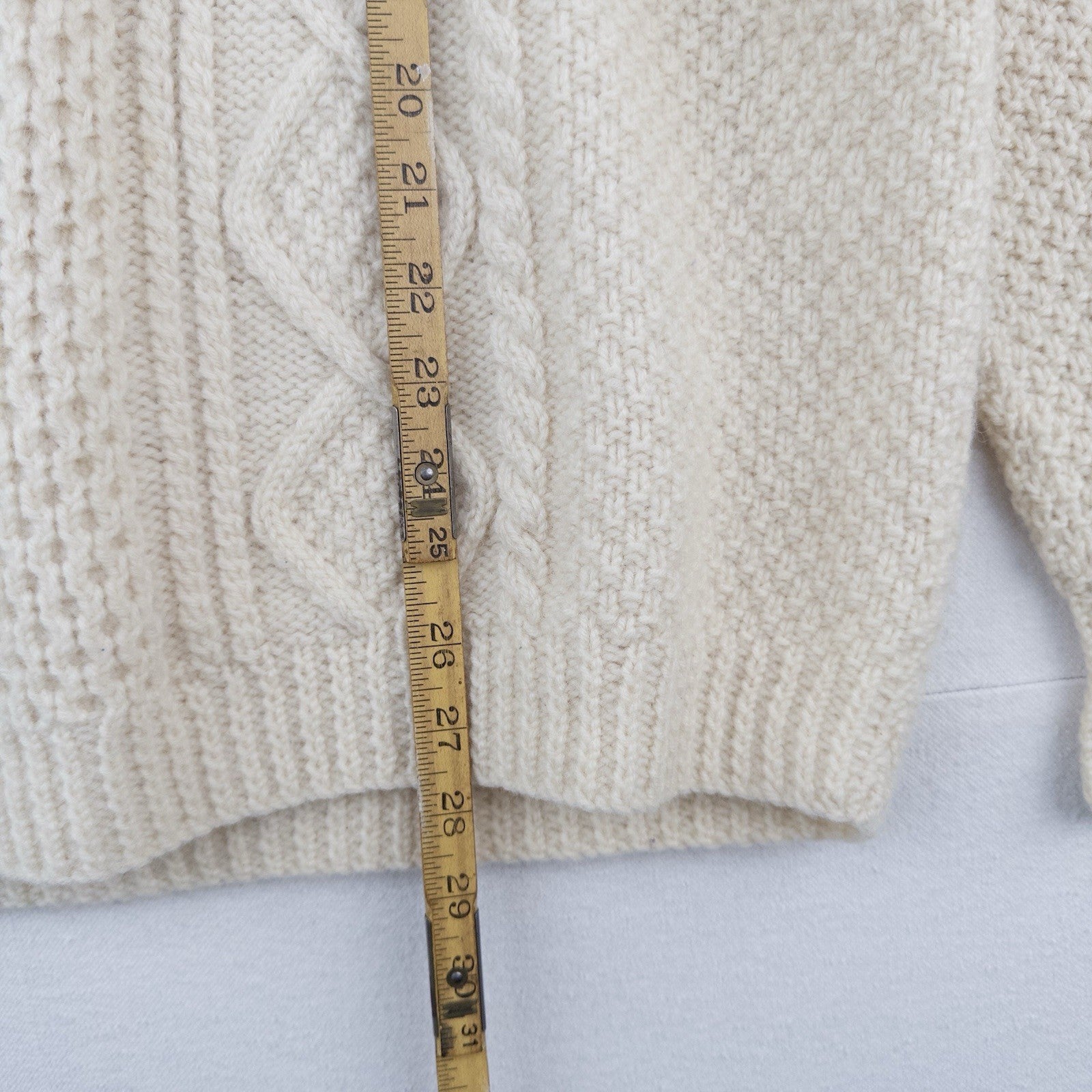 Vintage Handmade Aran Fisherman Cable Knit Wool Sweater Men’s Large (42) Cream